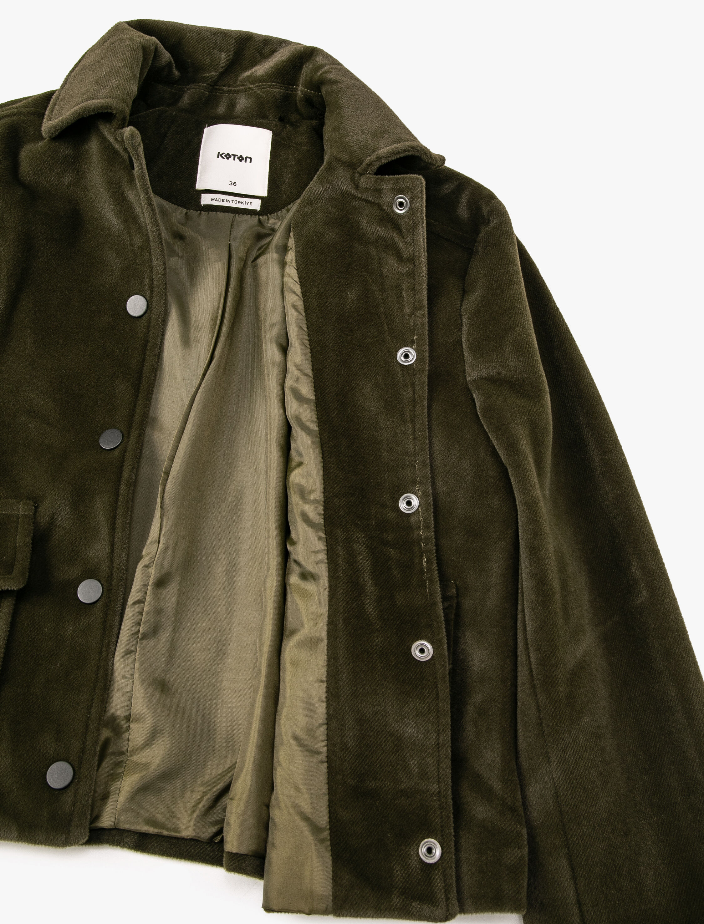   Kadife Ceket Cep Detaylı Çıtçıt Kapama