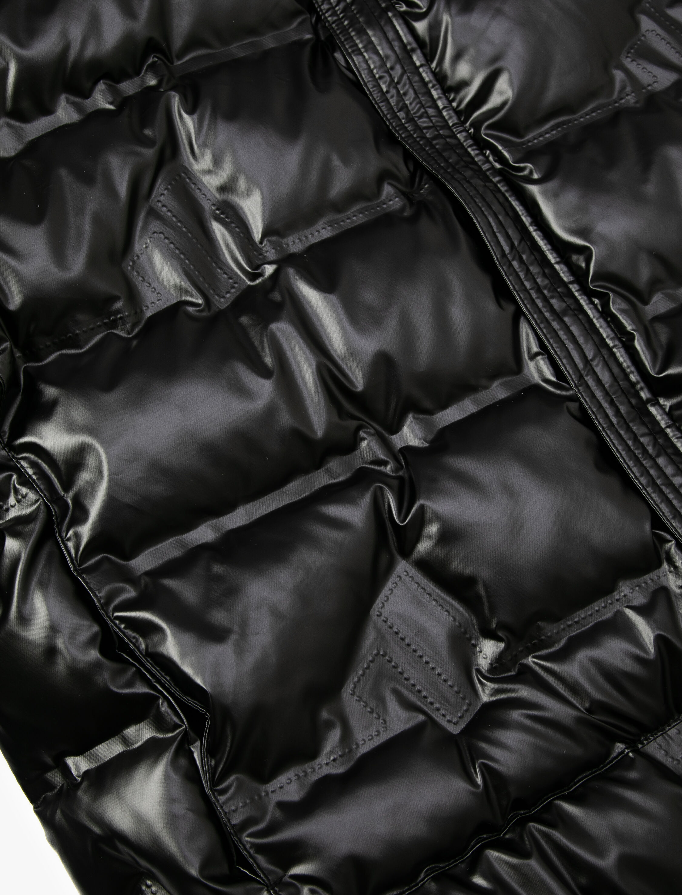   Şişme Mont Deri Görünümlü Fermuarlı Dik Yaka