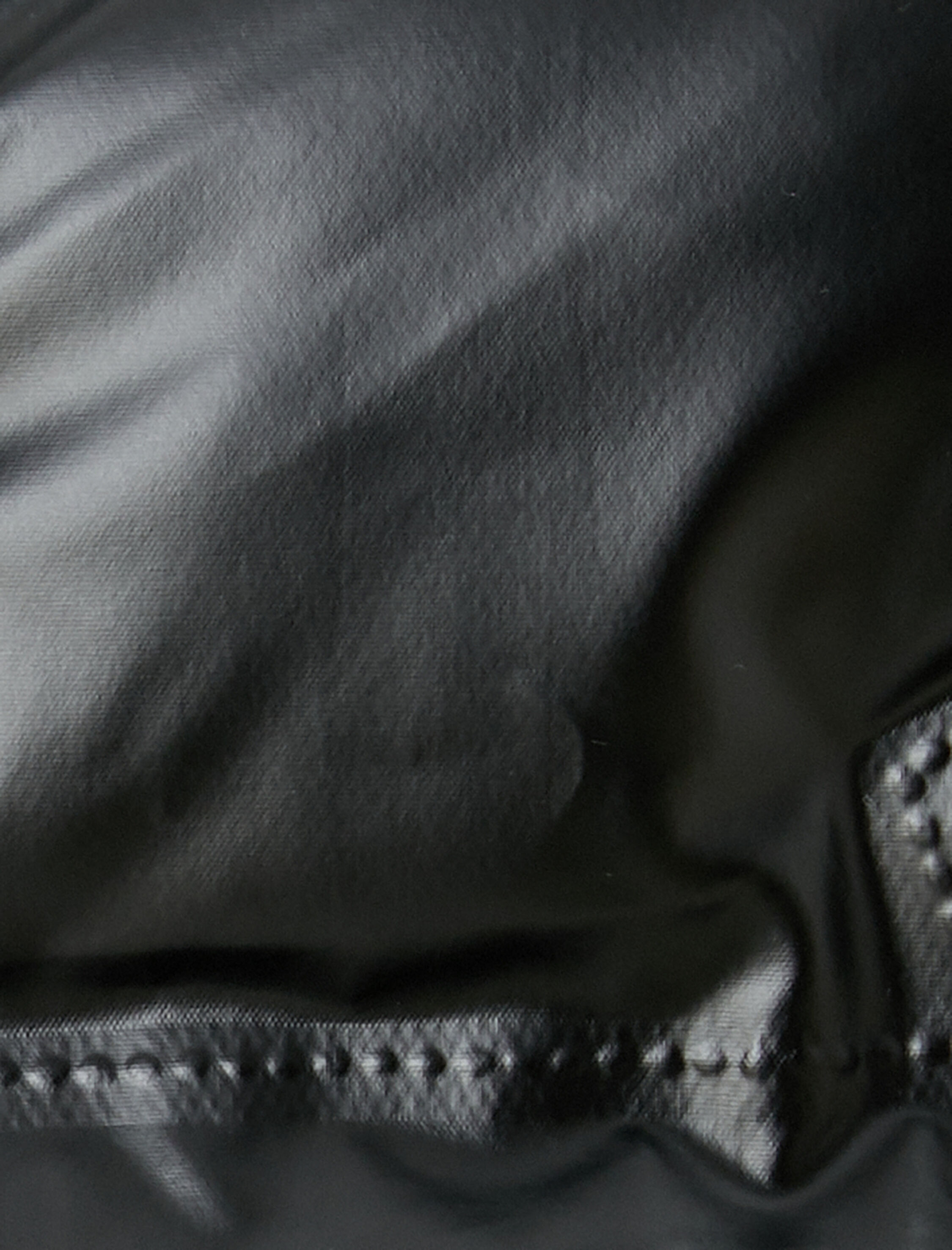   Şişme Mont Deri Görünümlü Fermuarlı Dik Yaka