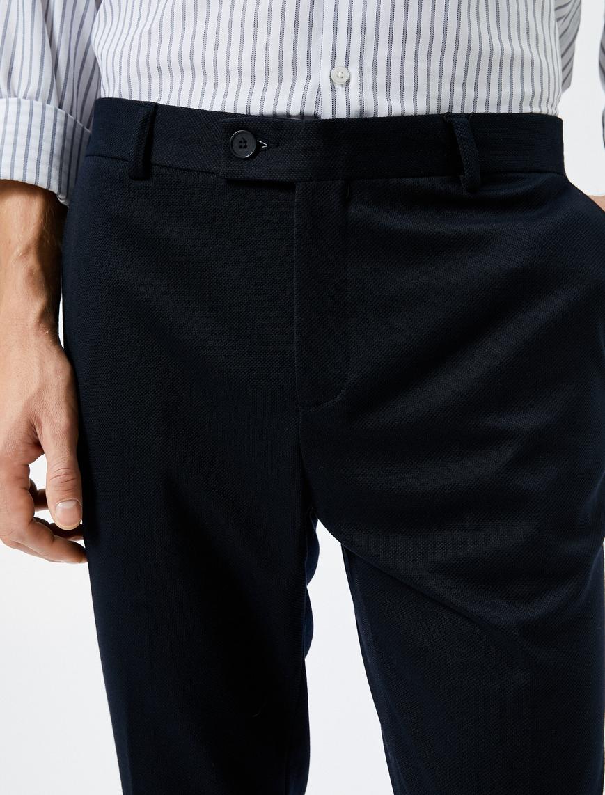   Basic Dokuma Pantolon Düğmeli Cep Detaylı
