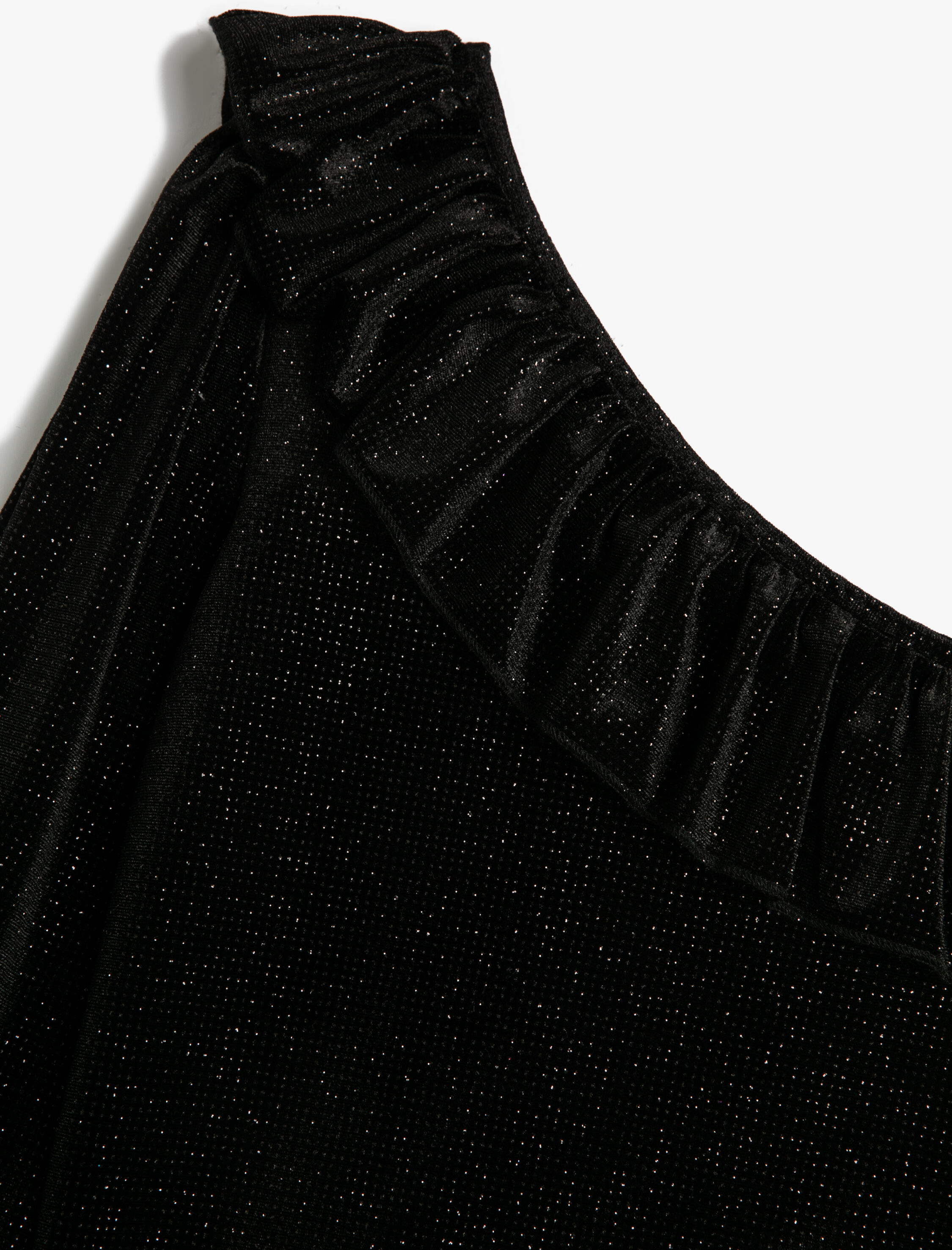  Kız Çocuk Tek Omuz Bluz Sim Detaylı Volanlı Yaka