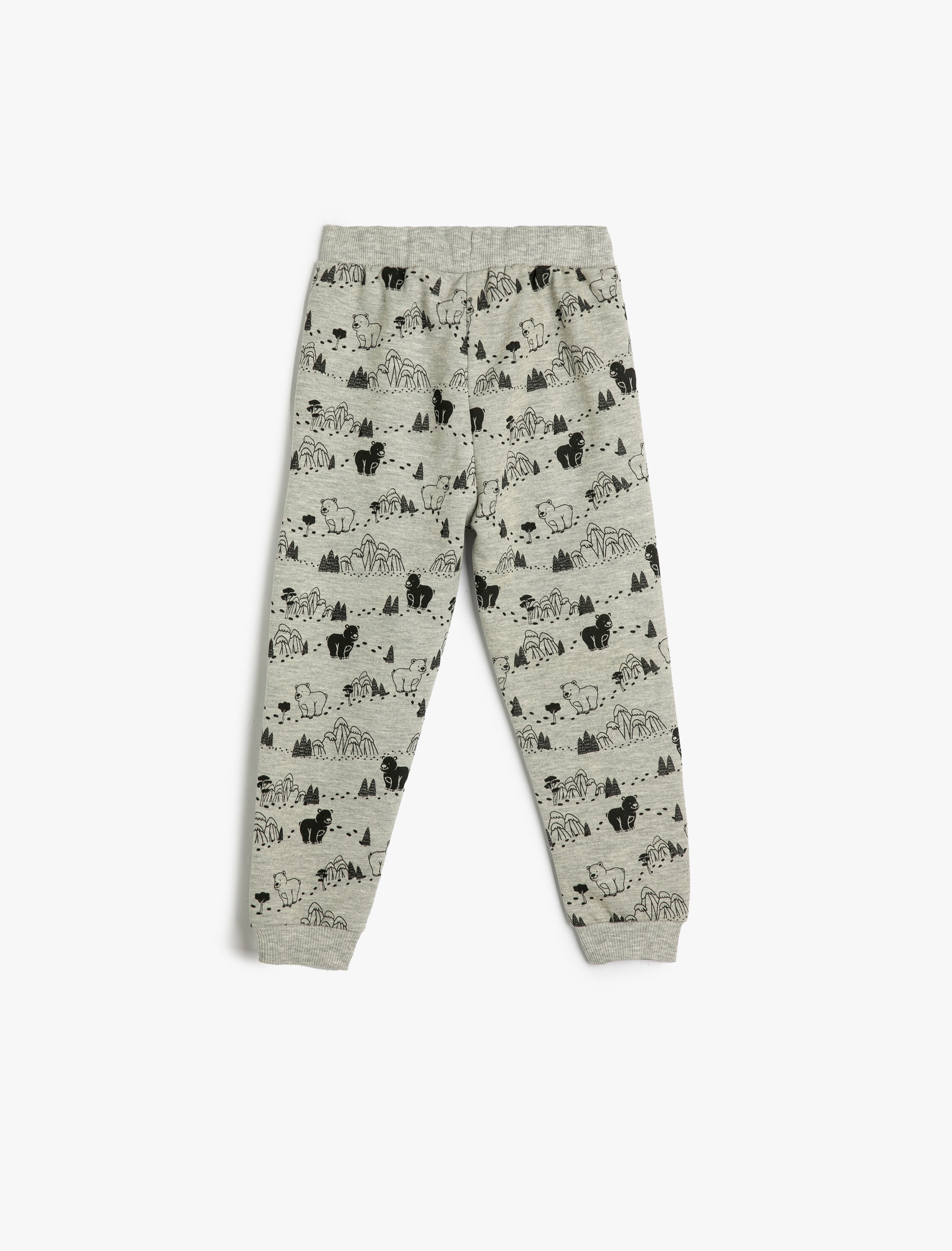  Erkek Bebek Jogger Eşofman Altı Ayıcık Baskılı Beli Bağlamalı Şardonlu