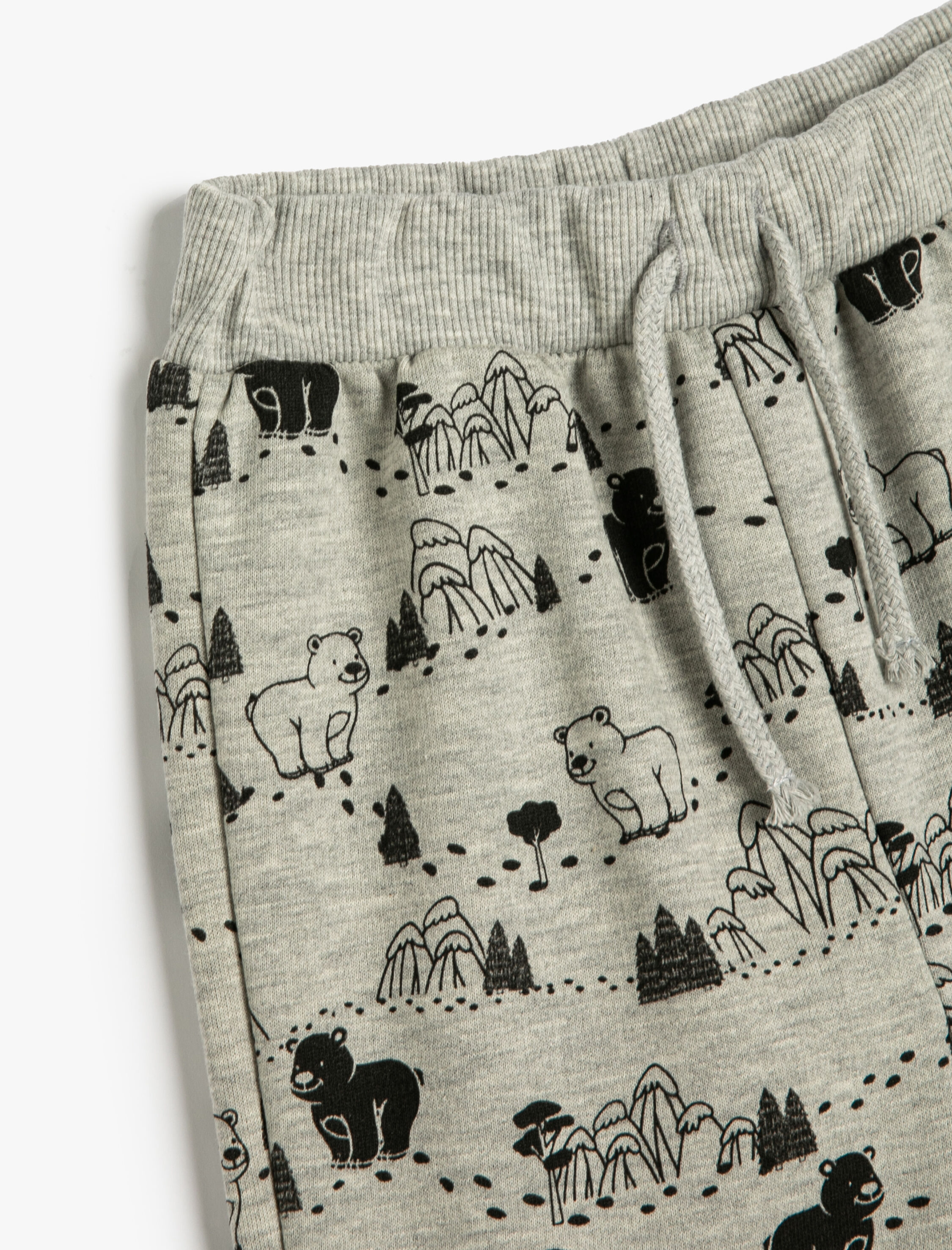  Erkek Bebek Jogger Eşofman Altı Ayıcık Baskılı Beli Bağlamalı Şardonlu