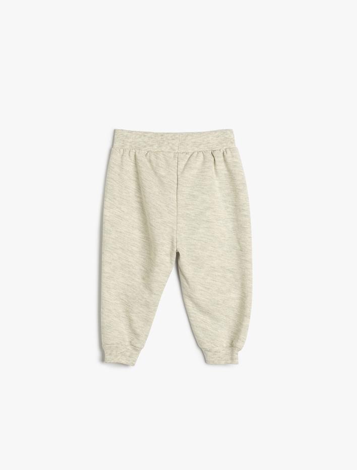 Erkek Bebek Jogger Eşofman Altı Baskı Detaylı Beli Bağlamalı Şardonlu