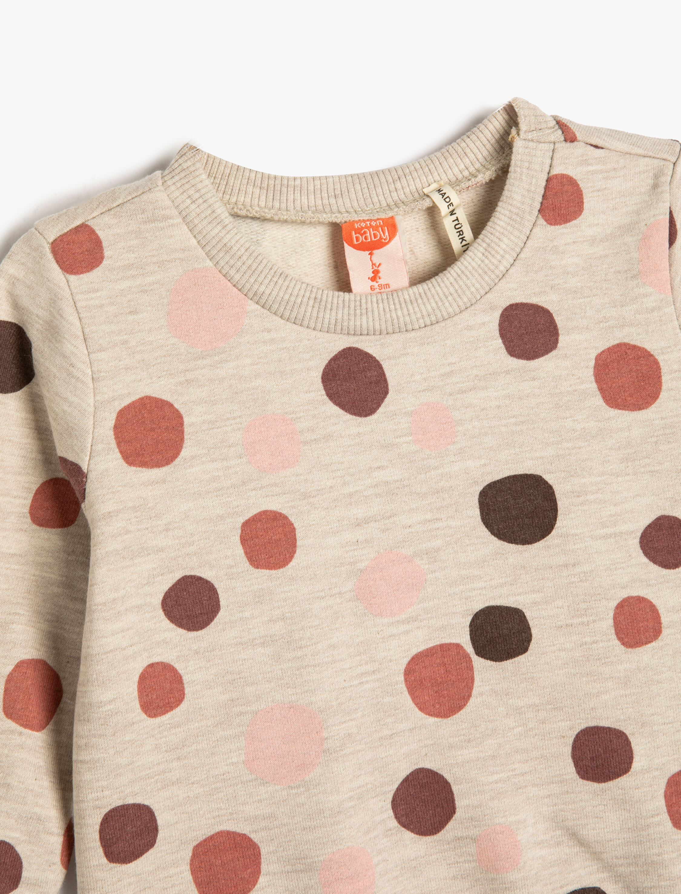  Kız Bebek Sweatshirt Uzun Kollu Bisiklet Yaka Baskı Detaylı Şardonlu