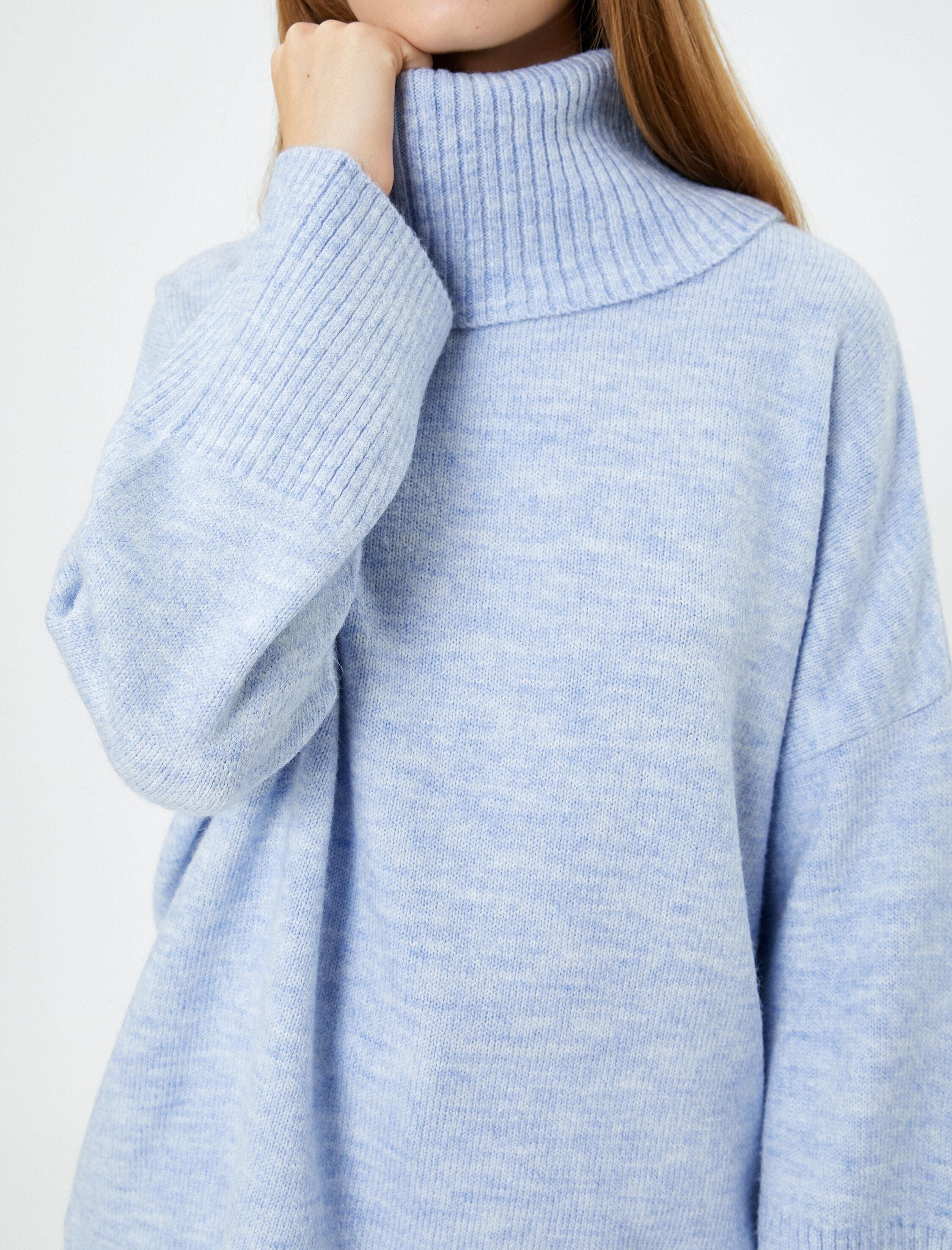   Oversize Balıkçı Yaka Kazak Akrilik