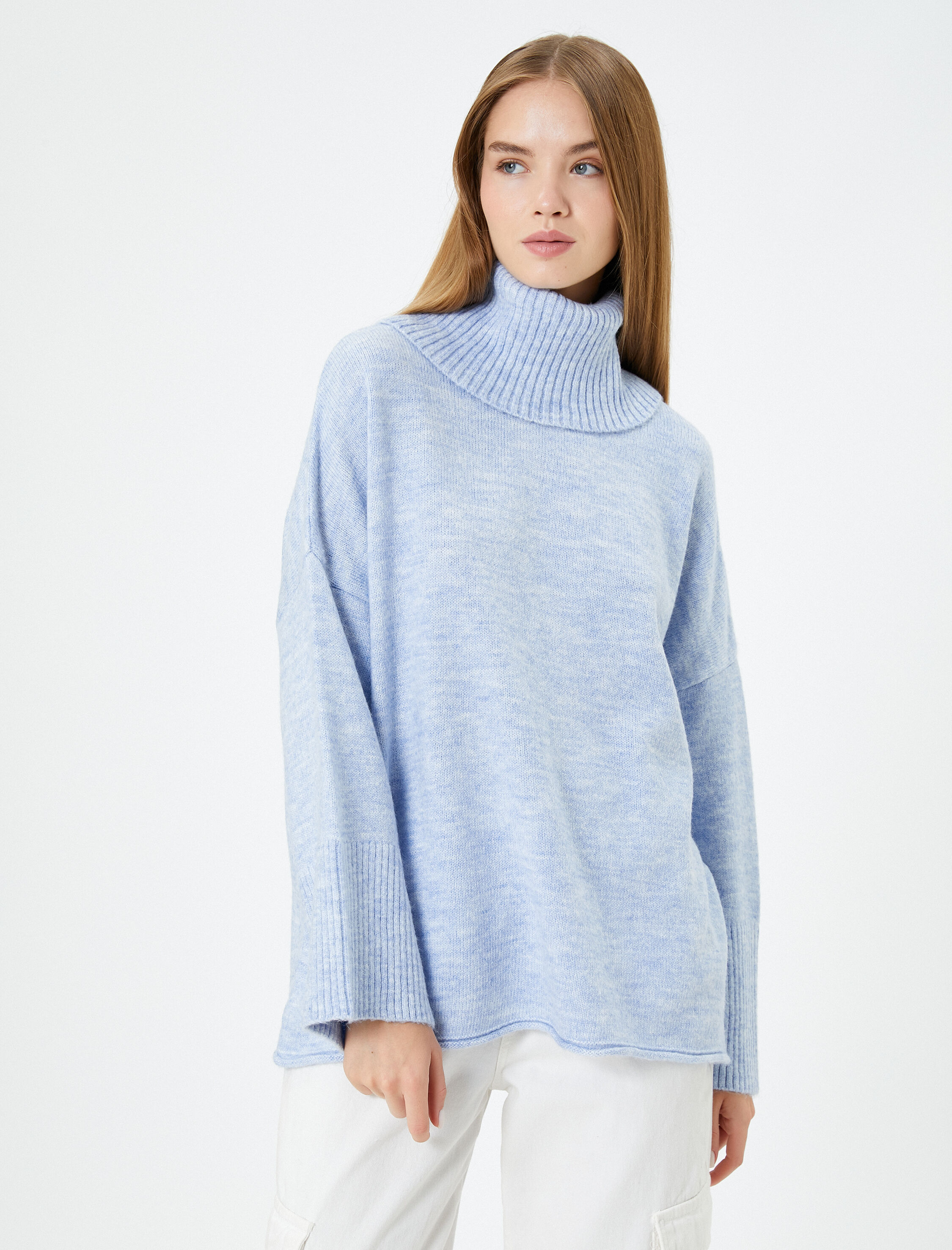   Oversize Balıkçı Yaka Kazak Akrilik