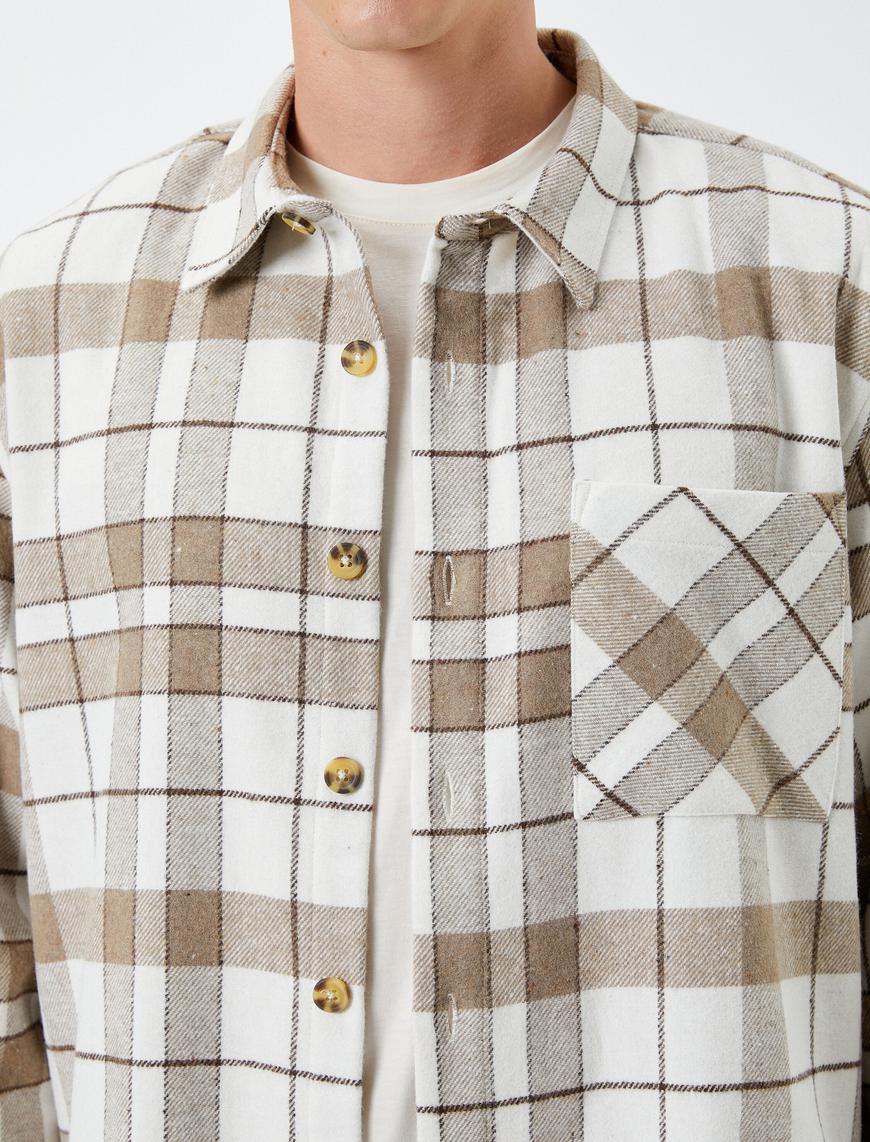   Oduncu Gömleği Klasik Yaka Cep Detaylı Düğmeli Uzun Kollu