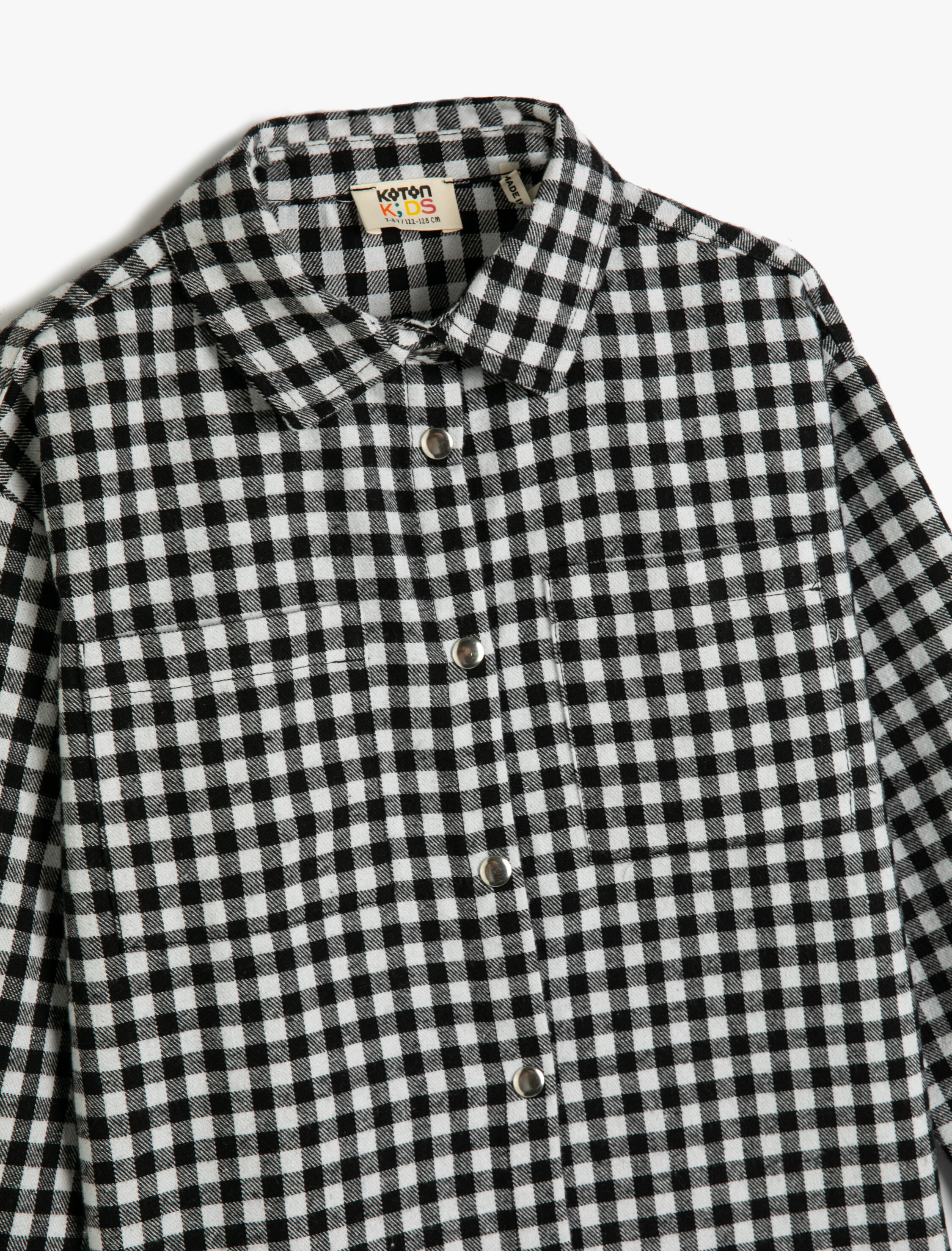  Kız Çocuk Gömlek Uzun Kollu Cep Detaylı Düğmeli