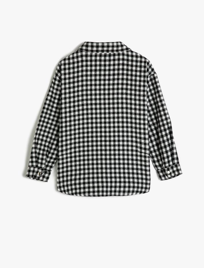 Kız Çocuk Gömlek Uzun Kollu Cep Detaylı Düğmeli