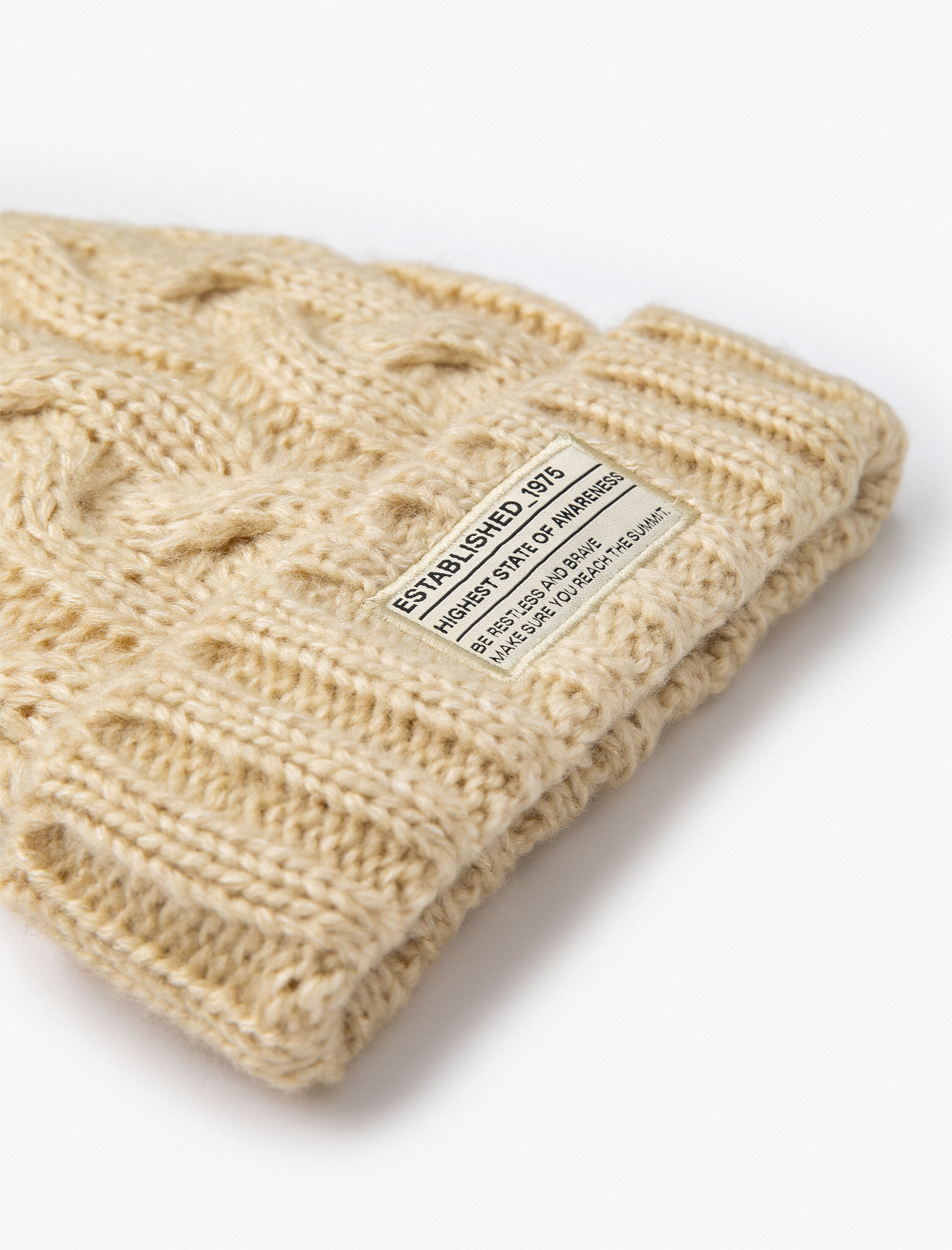  Erkek Örgü Bere Katlamalı Etiket Baskılı