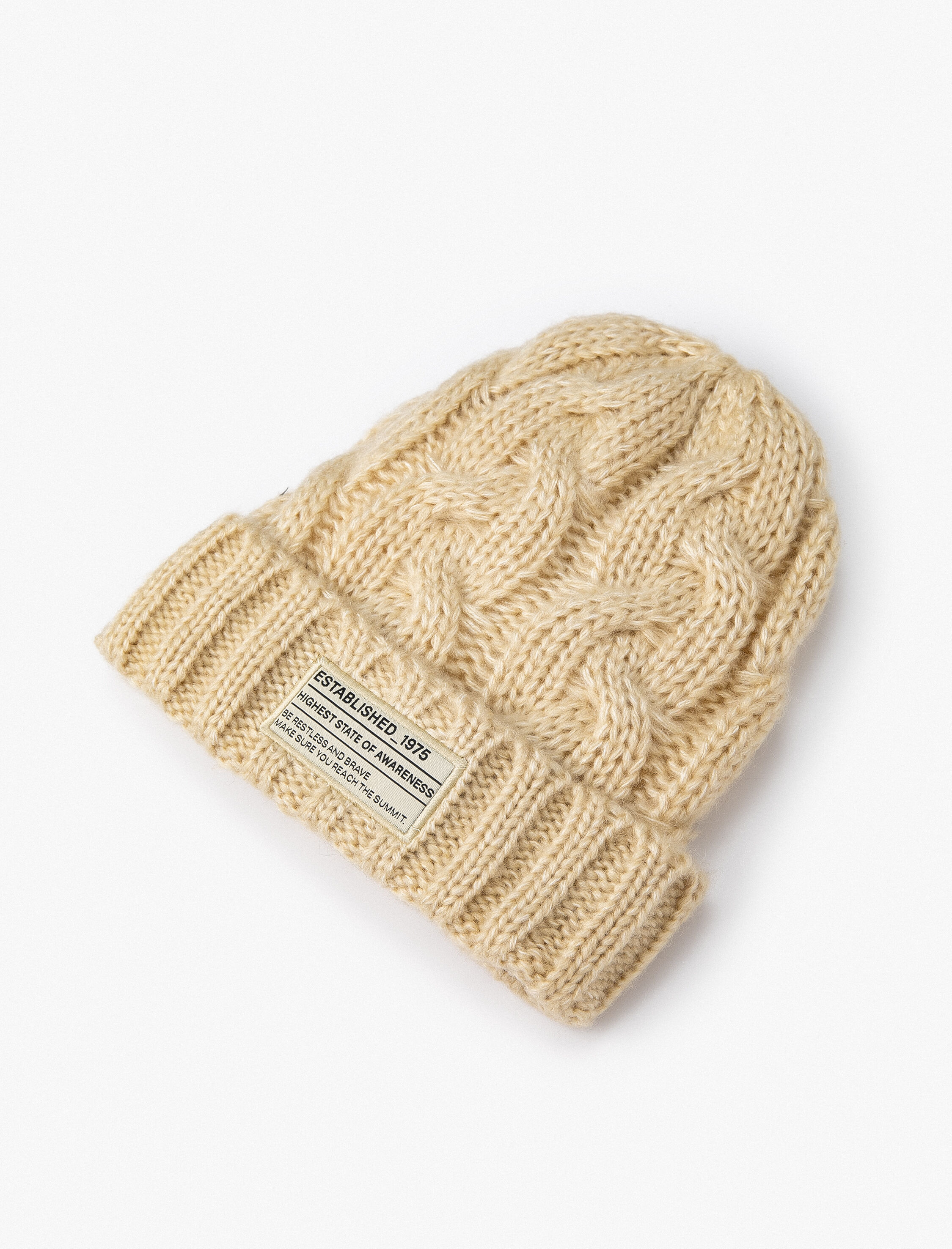  Erkek Örgü Bere Katlamalı Etiket Baskılı