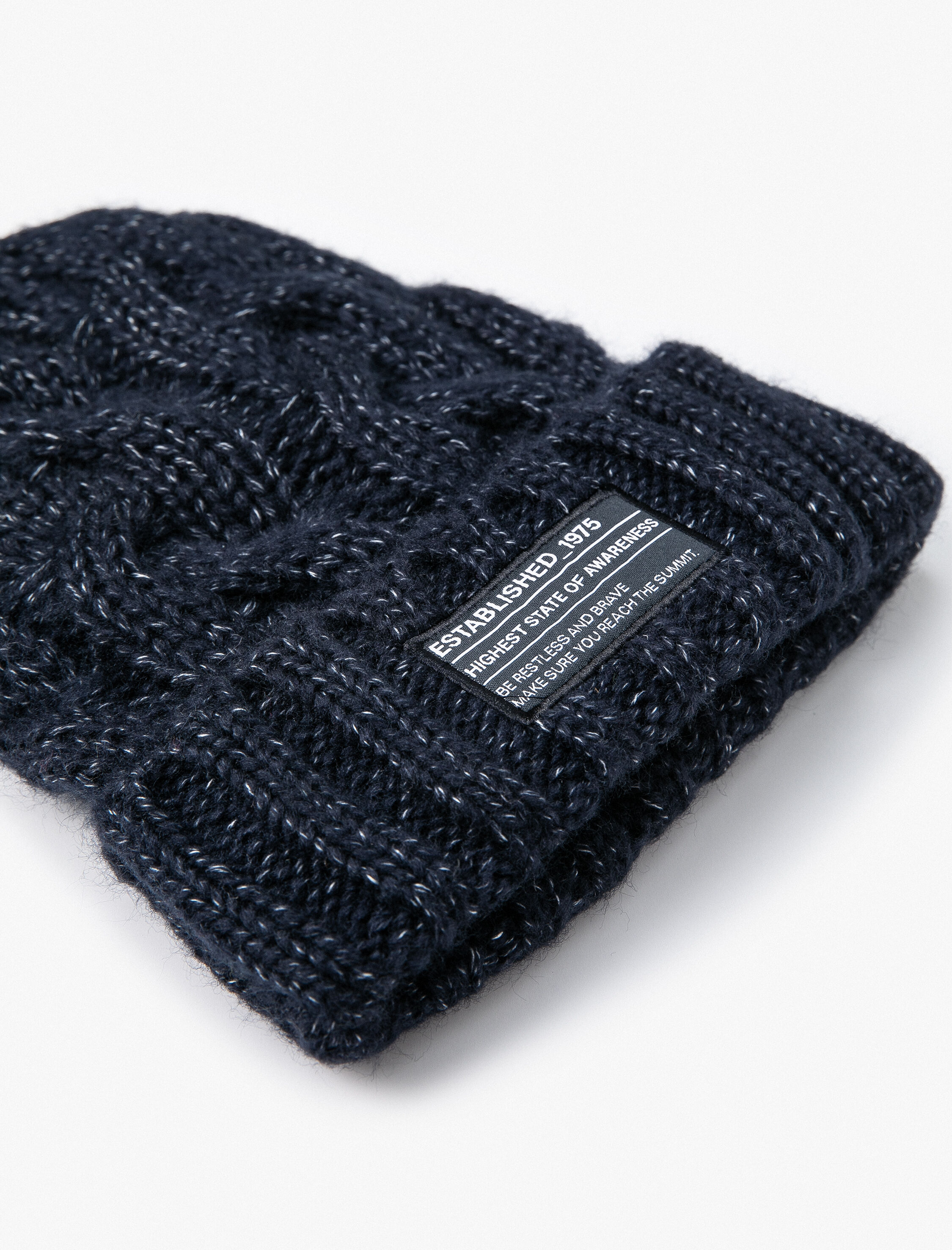  Erkek Örgü Bere Katlamalı Etiket Baskılı