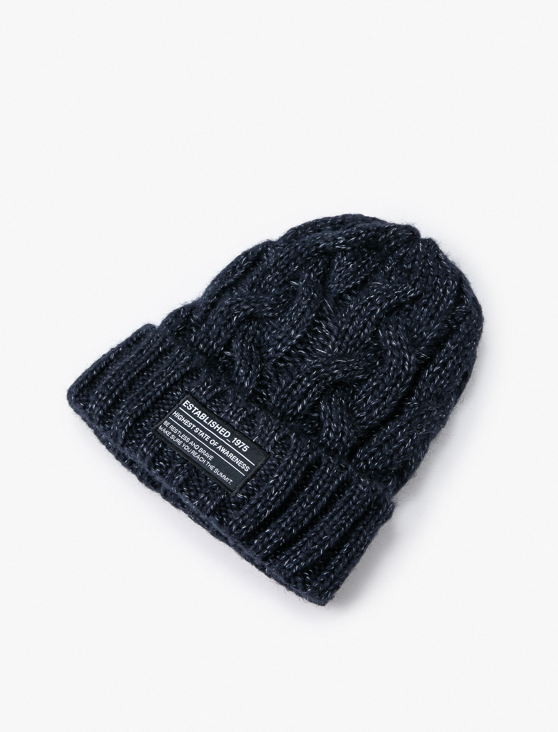  Erkek Örgü Bere Katlamalı Etiket Baskılı