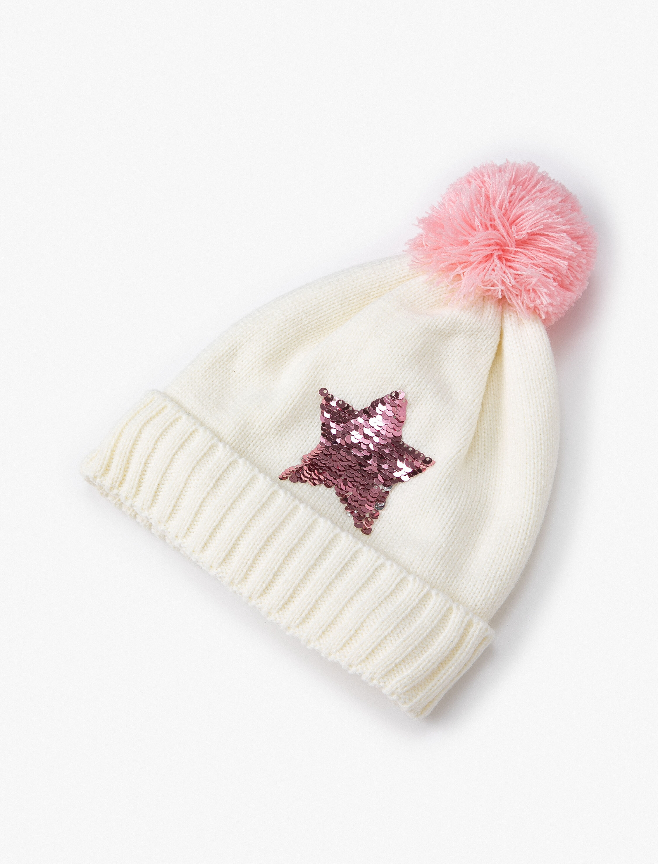  Kız Çocuk Ponponlu Bere Yıldız Detaylı Pullu Payetli