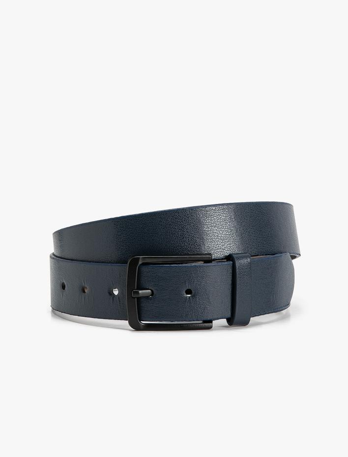 Erkek Kemer Deri Görünümlü Metal Tokalı