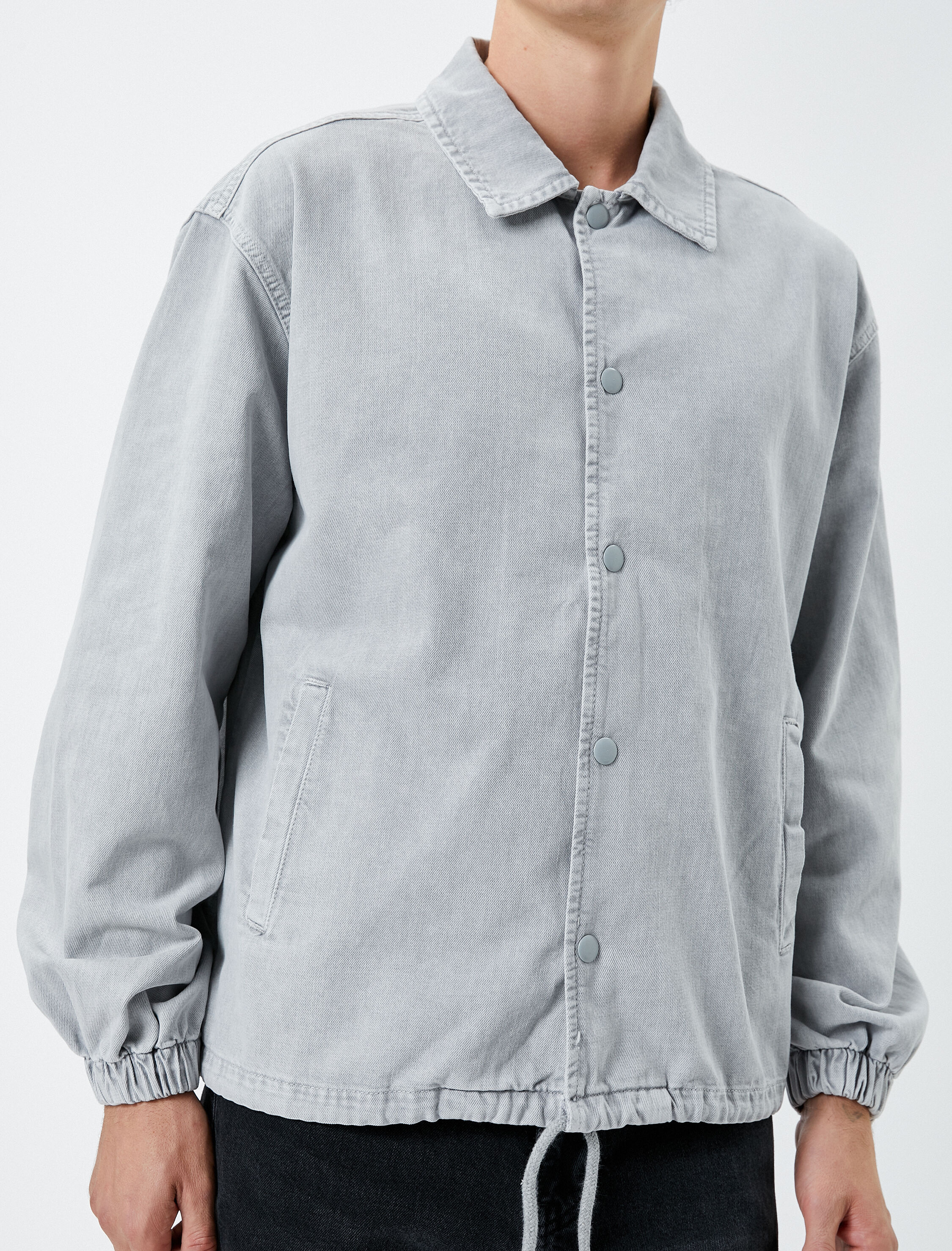   Oversize Kot Ceket Mevsimlik Klasik Yaka Düğmeli Cep Detaylı