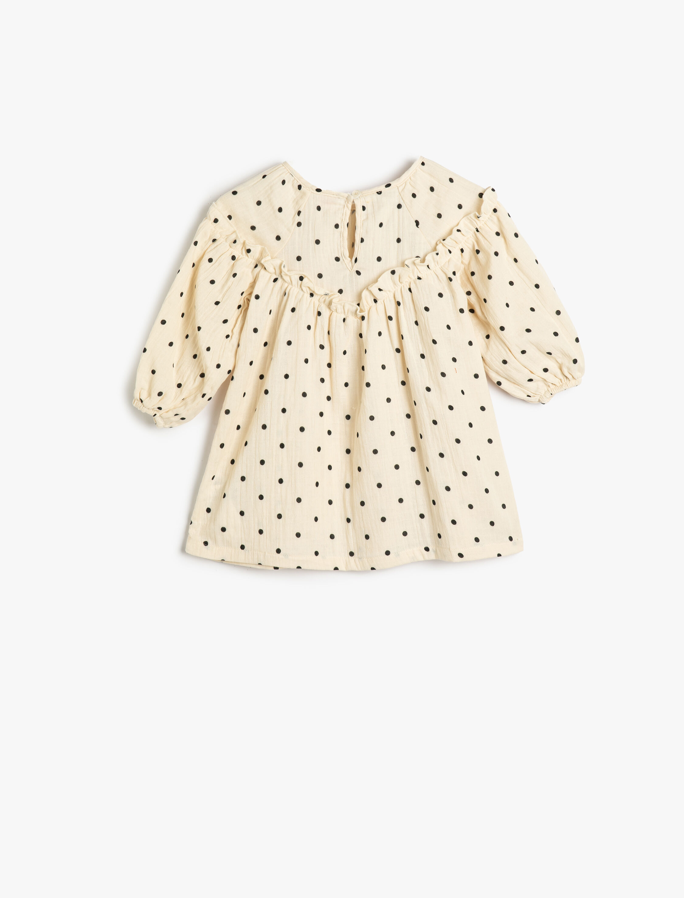  Kız Bebek Elbise Yuvarlak Yaka Uzun Kollu Pamuklu