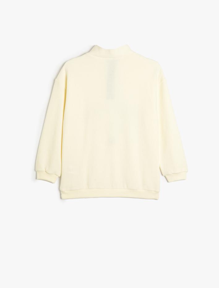 Erkek Çocuk Sweatshirt Dik Yaka Uzun Kollu Yazı Baskılı Şardonlu