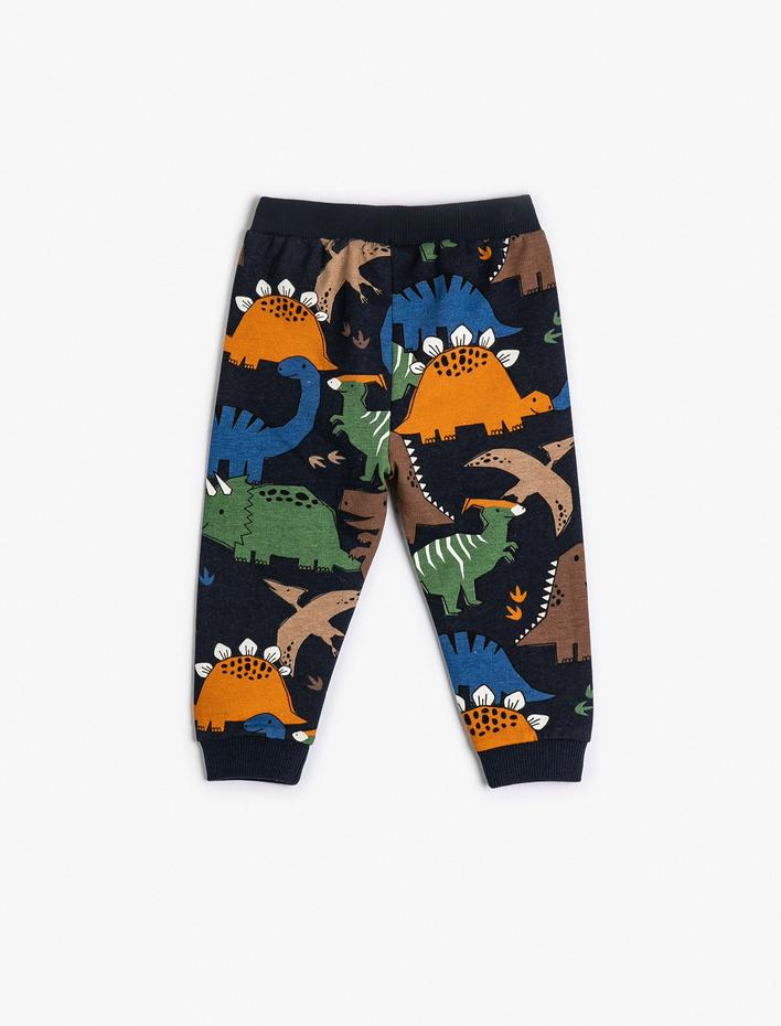Erkek Bebek Dinozorlu Jogger Eşofman Altı Beli Bağlamalı Şardonlu Pamuklu