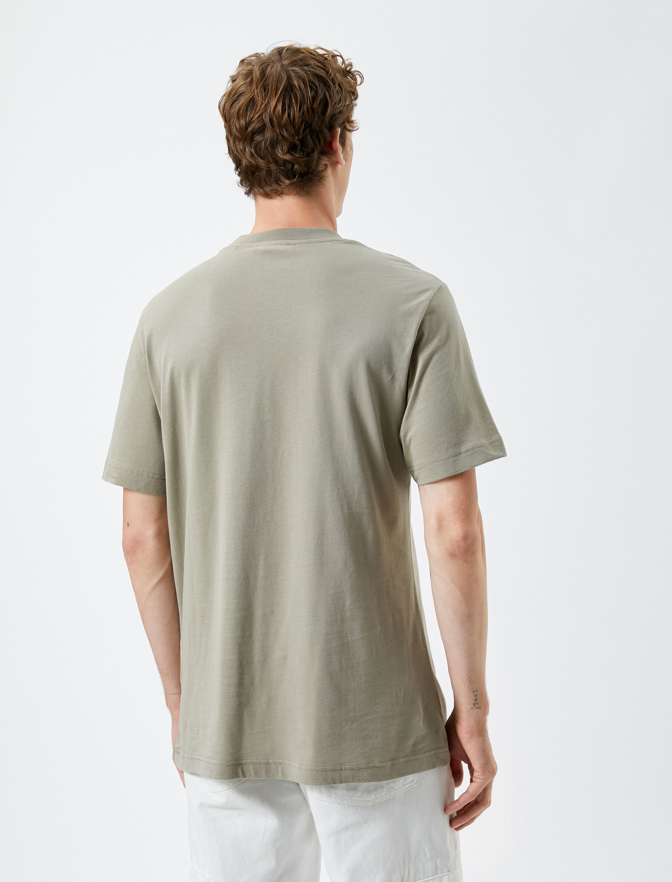   Bisiklet Yaka Tişört Fermuarlı Cep Detaylı Kısa Kollu