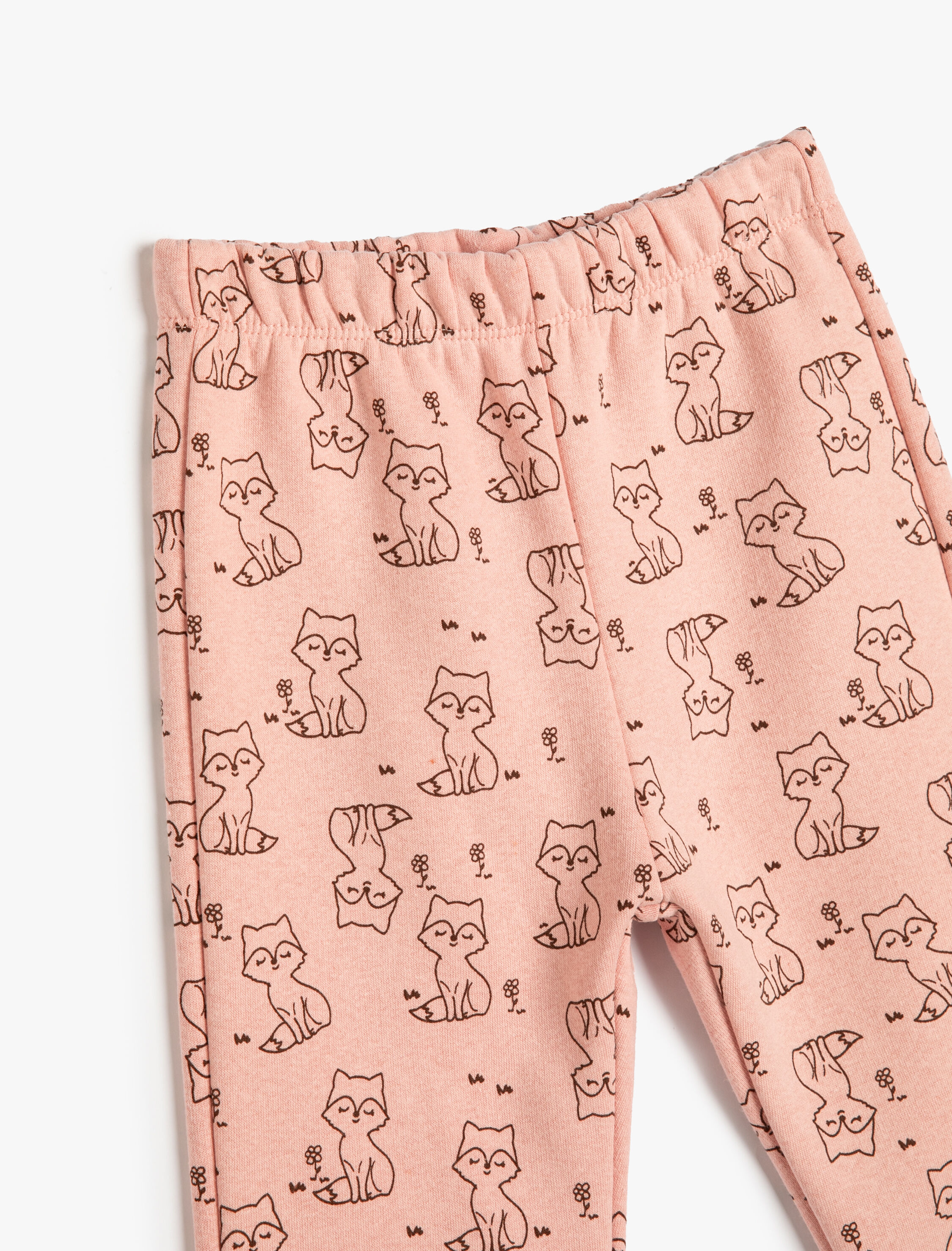  Kız Bebek Eşofman Altı Kedi Desenli Beli Lastikli Şardonlu