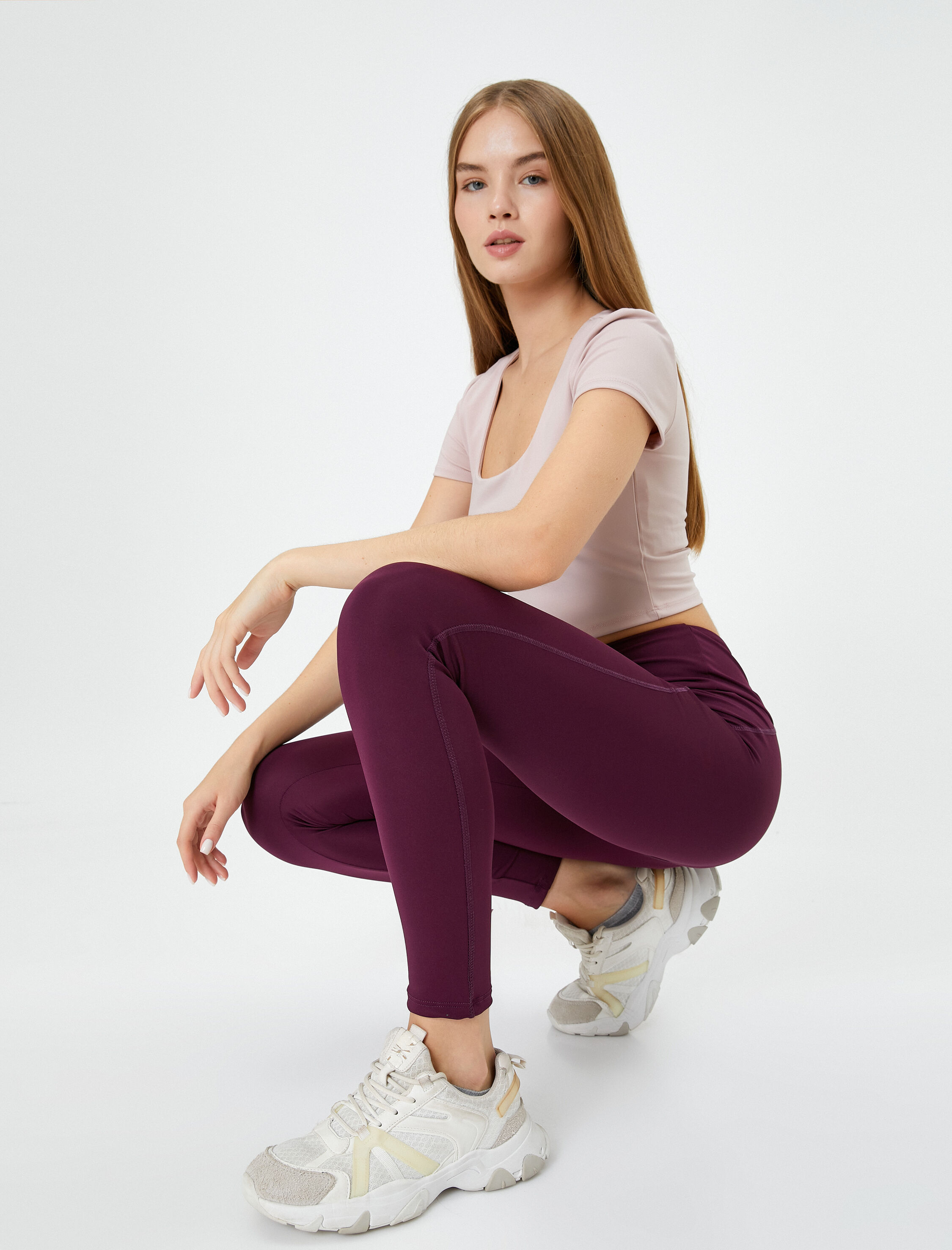   Spor Tayt Yüksek Bel Dikiş Detaylı