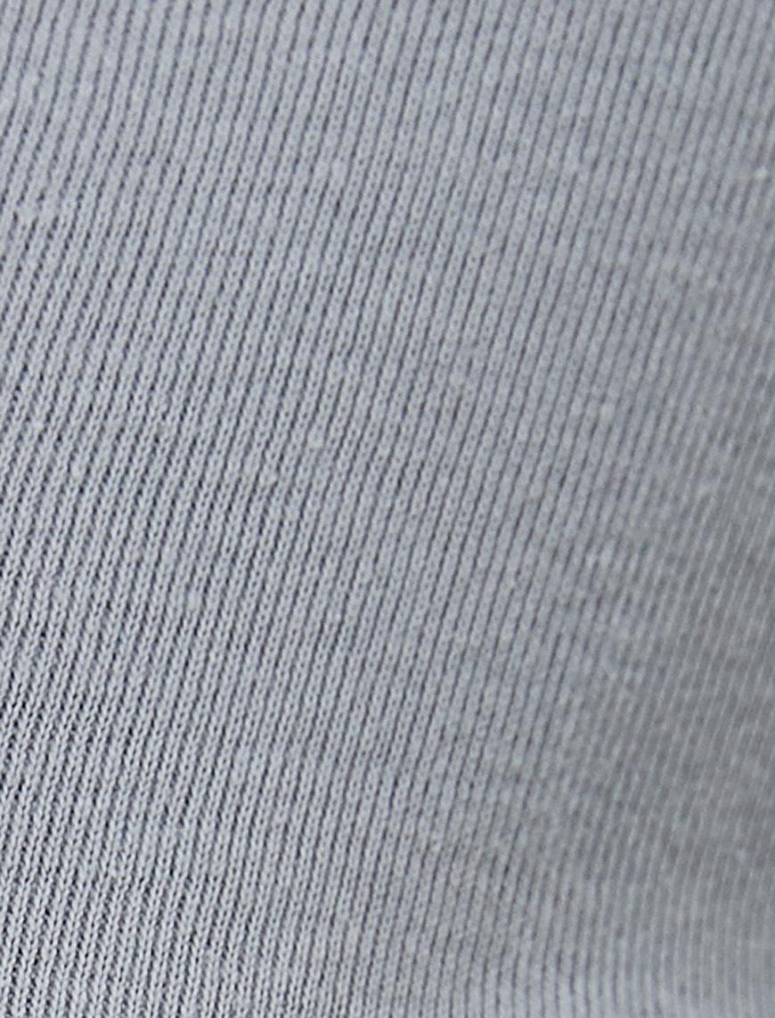   Derin V Yaka Crop Tişört Uzun Kollu Gotik Temalı Baskılı Pamuklu