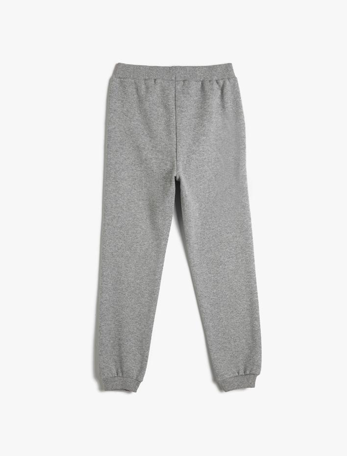 Kız Çocuk Jogger Eşofman Altı Beli Bağlamalı Sim Baskı Detaylı