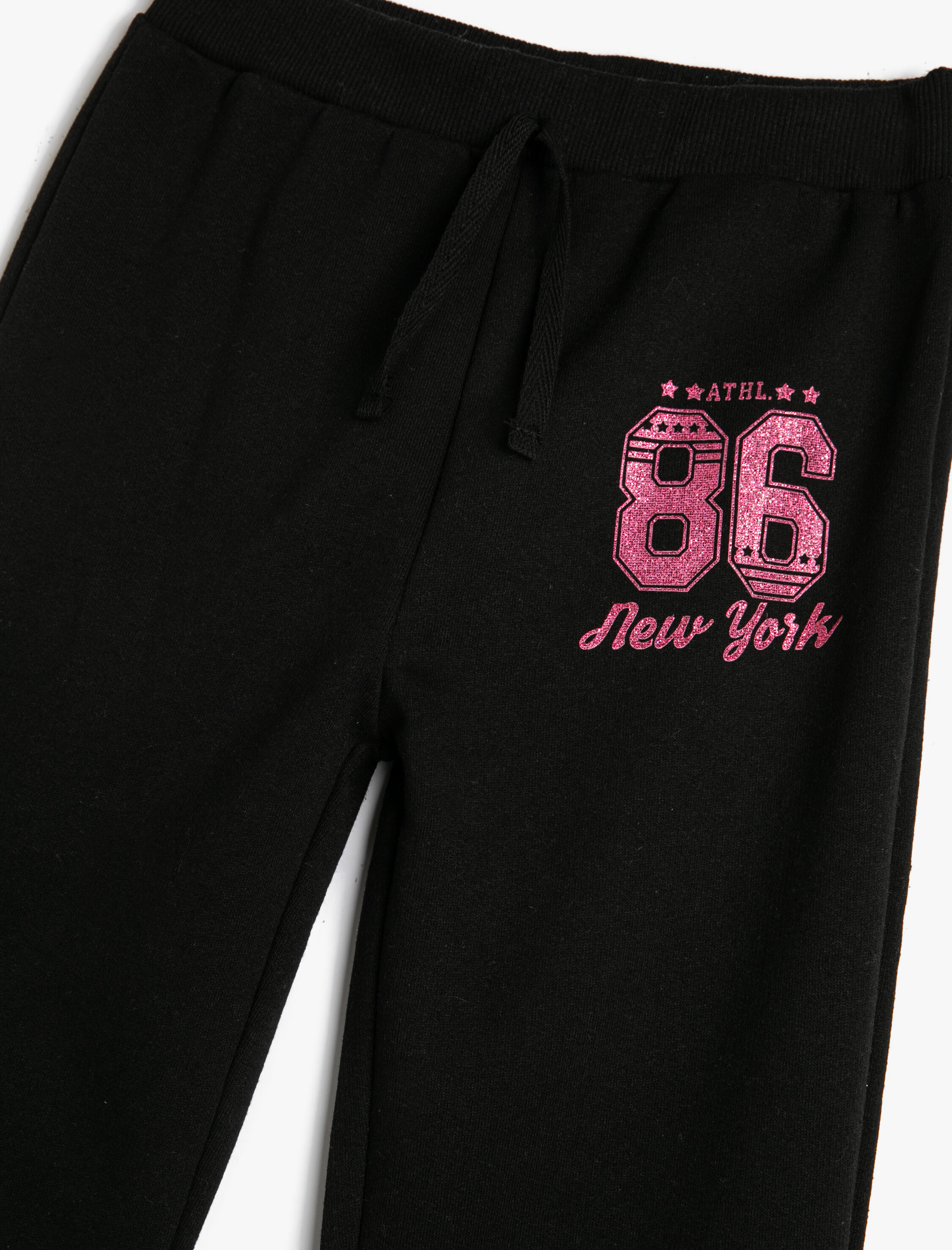  Kız Çocuk Jogger Eşofman Altı Beli Bağlamalı Sim Baskı Detaylı