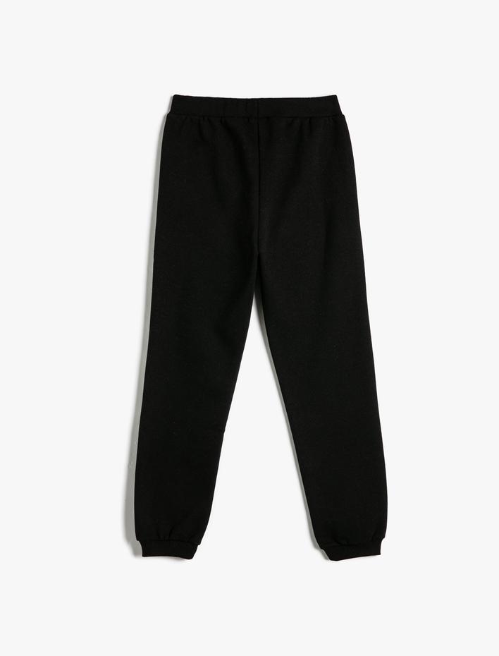 Kız Çocuk Jogger Eşofman Altı Beli Bağlamalı Sim Baskı Detaylı