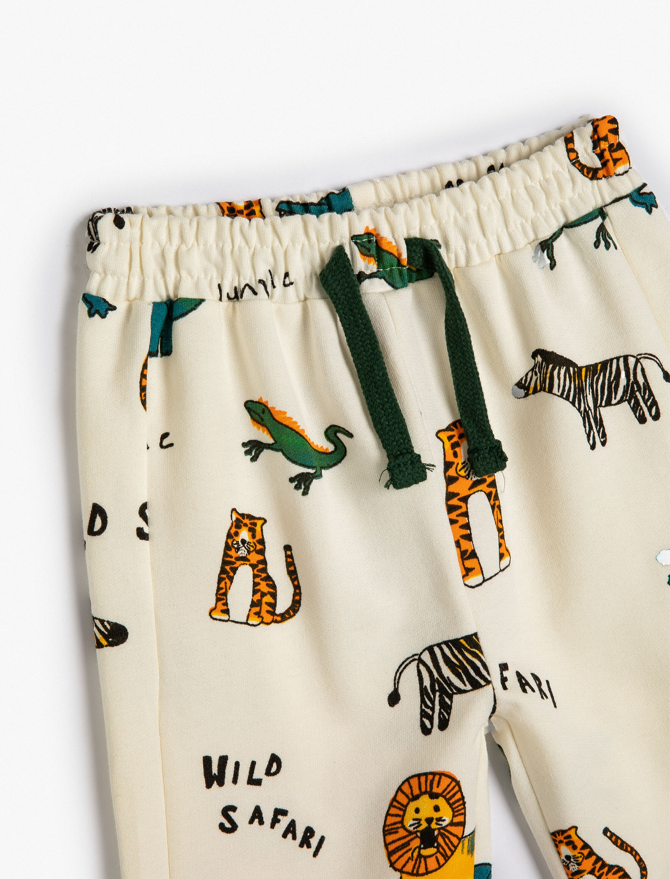  Erkek Bebek Jogger Eşofman Altı Hayvanlar Baskılı Beli Bağlamalı Pamuklu