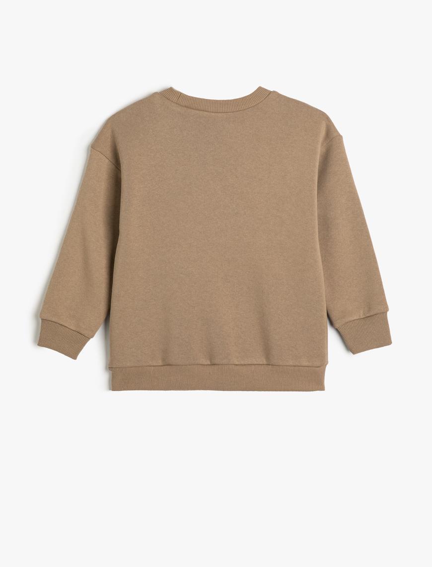  Erkek Çocuk Basic Sweatshirt Uzun Kollu Bisiklet Yaka Şardonlu