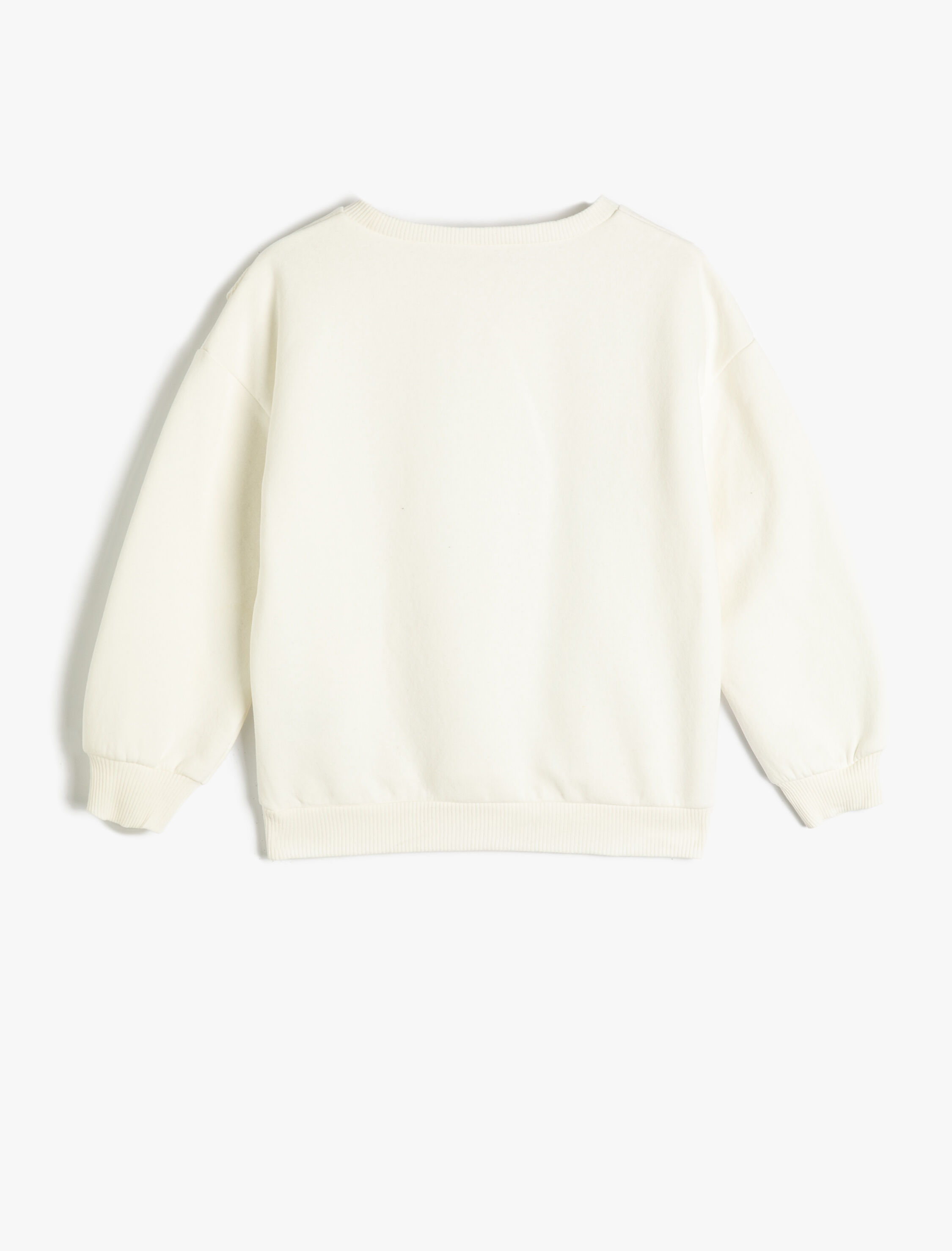  Kız Çocuk Sweatshirt Uzun Kollu Bisiklet Yaka Fırfır Detaylı Şardonlu