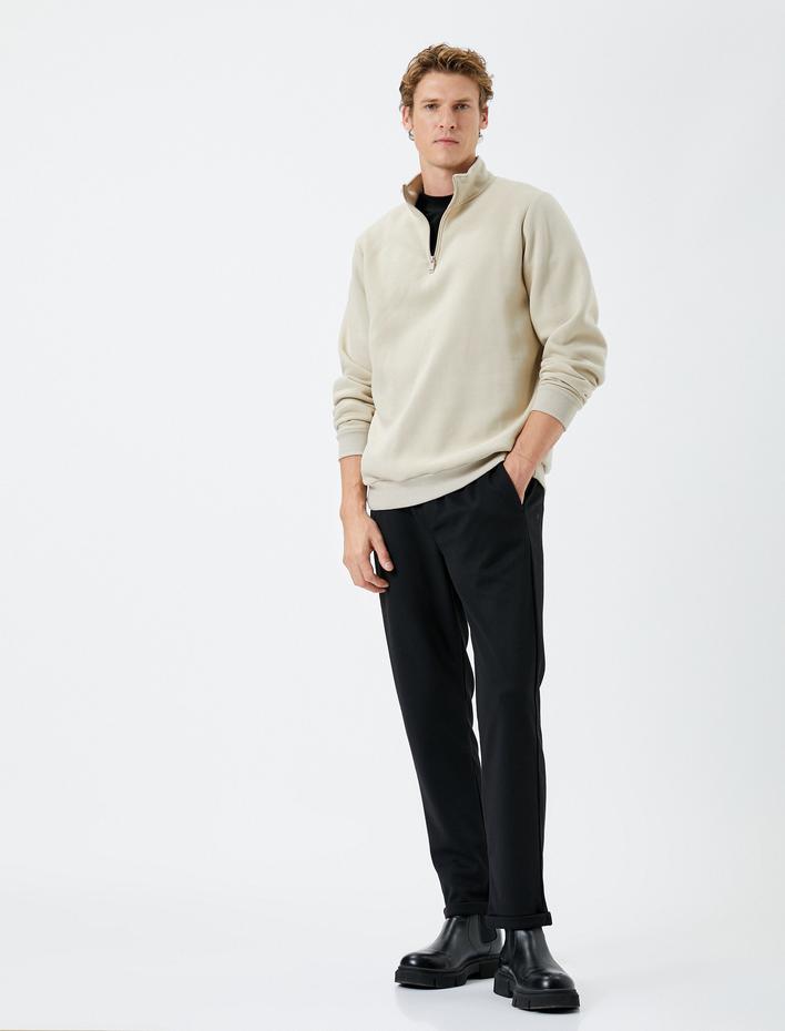  Kumaş Pantolon Beli Bağcıklı Dar Kesim Cep Detaylı