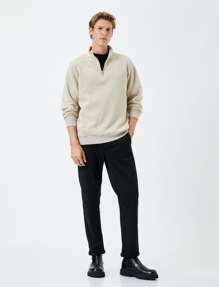  Kumaş Pantolon Beli Bağcıklı Dar Kesim Cep Detaylı