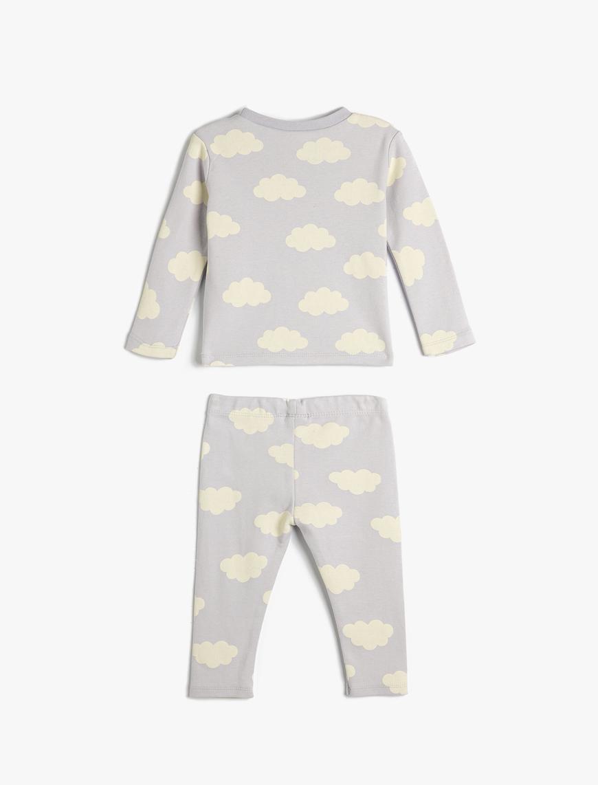  Kız Bebek Pijama Takımı Koalalı Uzun Kollu Tişört ve Beli Lastikli Pijama Altı 2 Parça