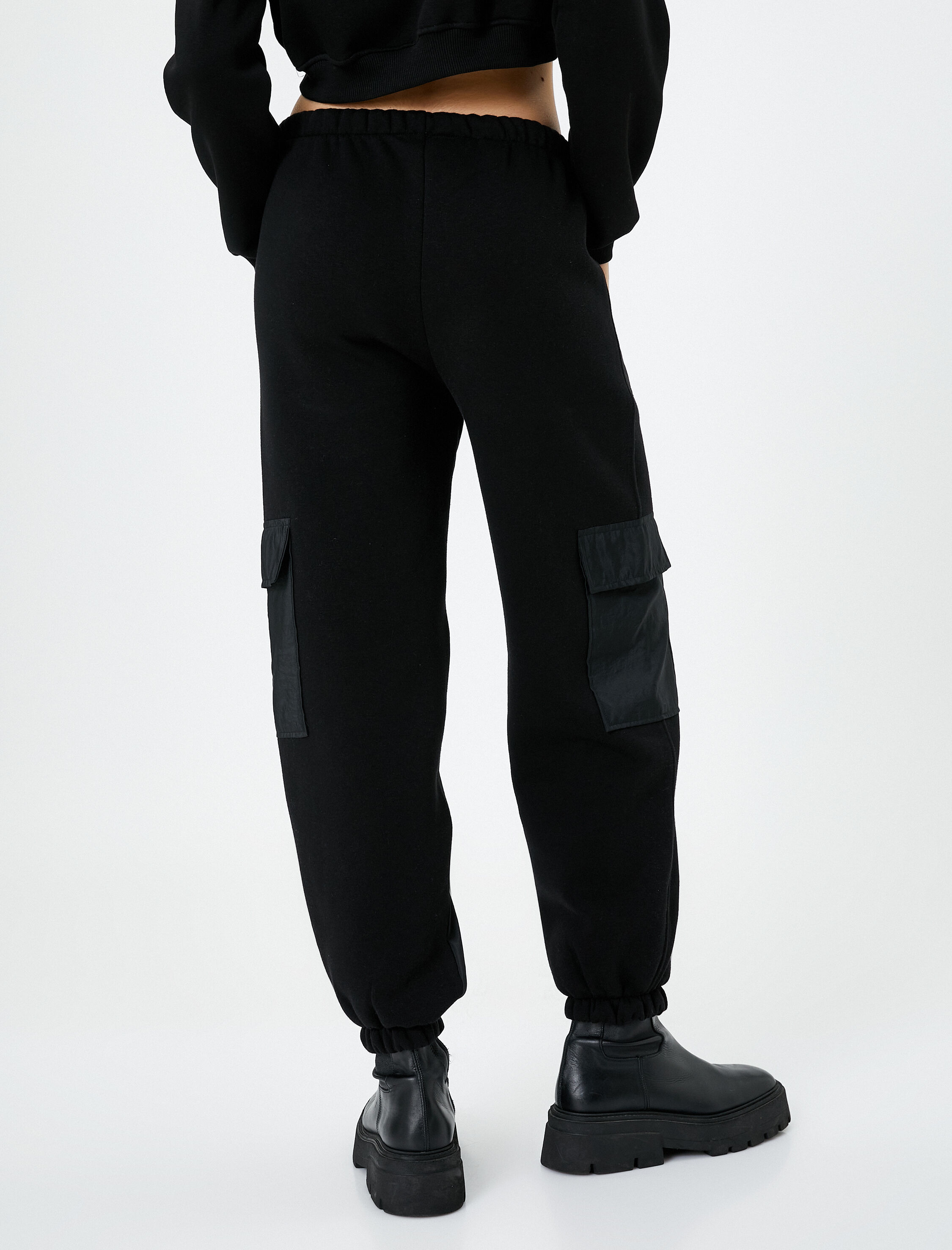   Şardonlu Jogger Kargo Pantolon Cepli Beli Bağlamalı Rahat Kesim