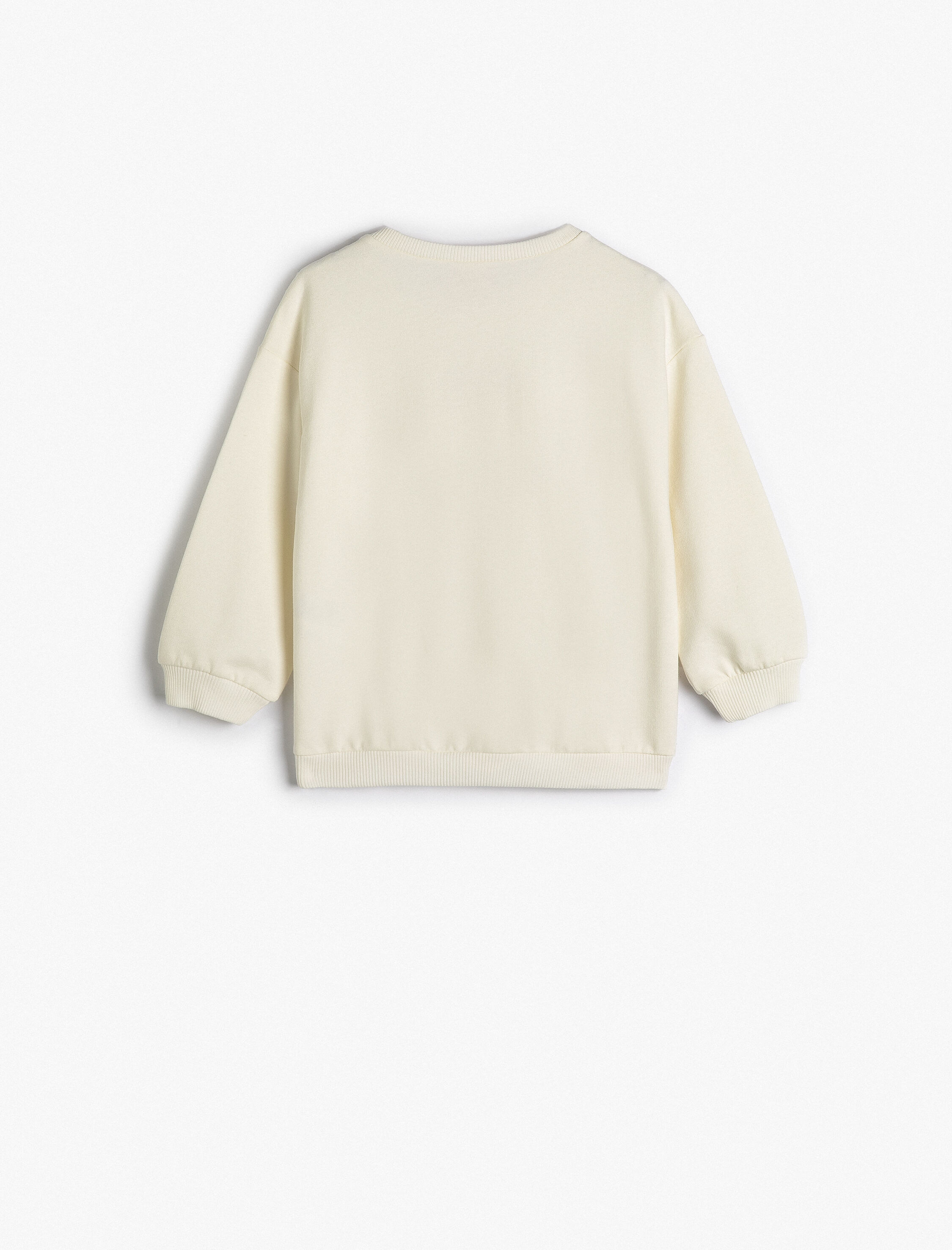  Kız Bebek Sweatshirt Uzun Kollu Bisiklet Yaka Kalp Baskılı Şardonlu Pamuklu