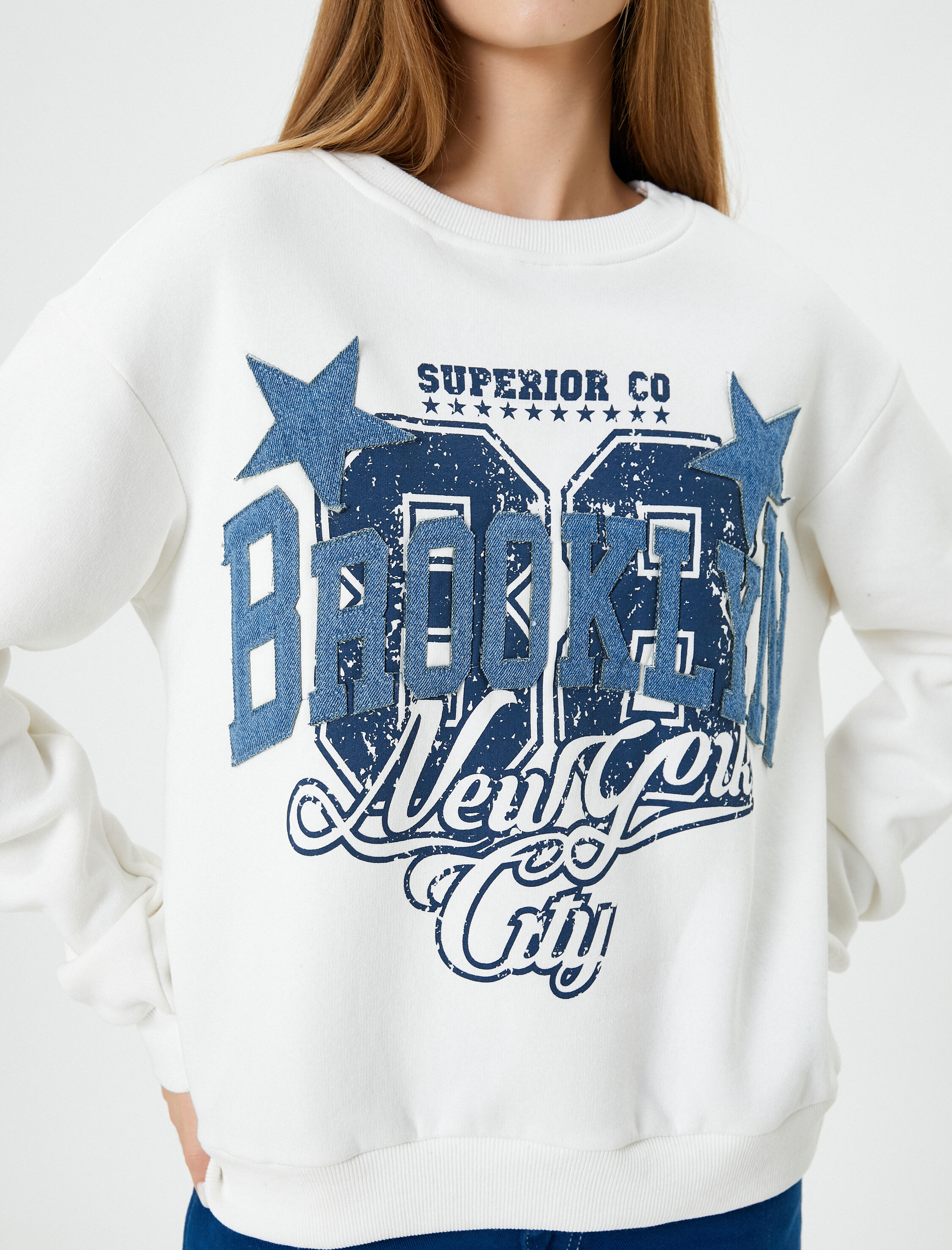   Kolej Oversize Sweatshirt Şardonlu Baskılı