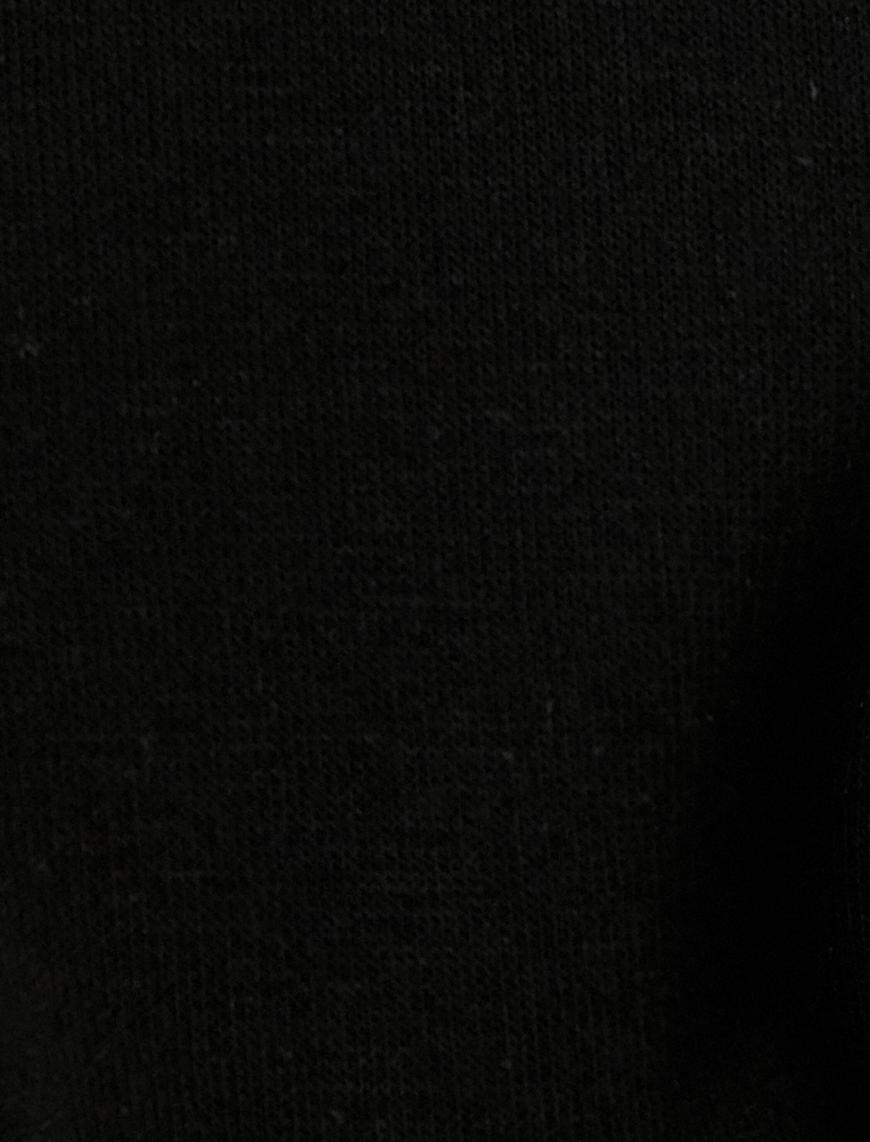   Crop Sweatshirt Şardonlu Uzun Kollu Bisiklet Yaka Baskılı