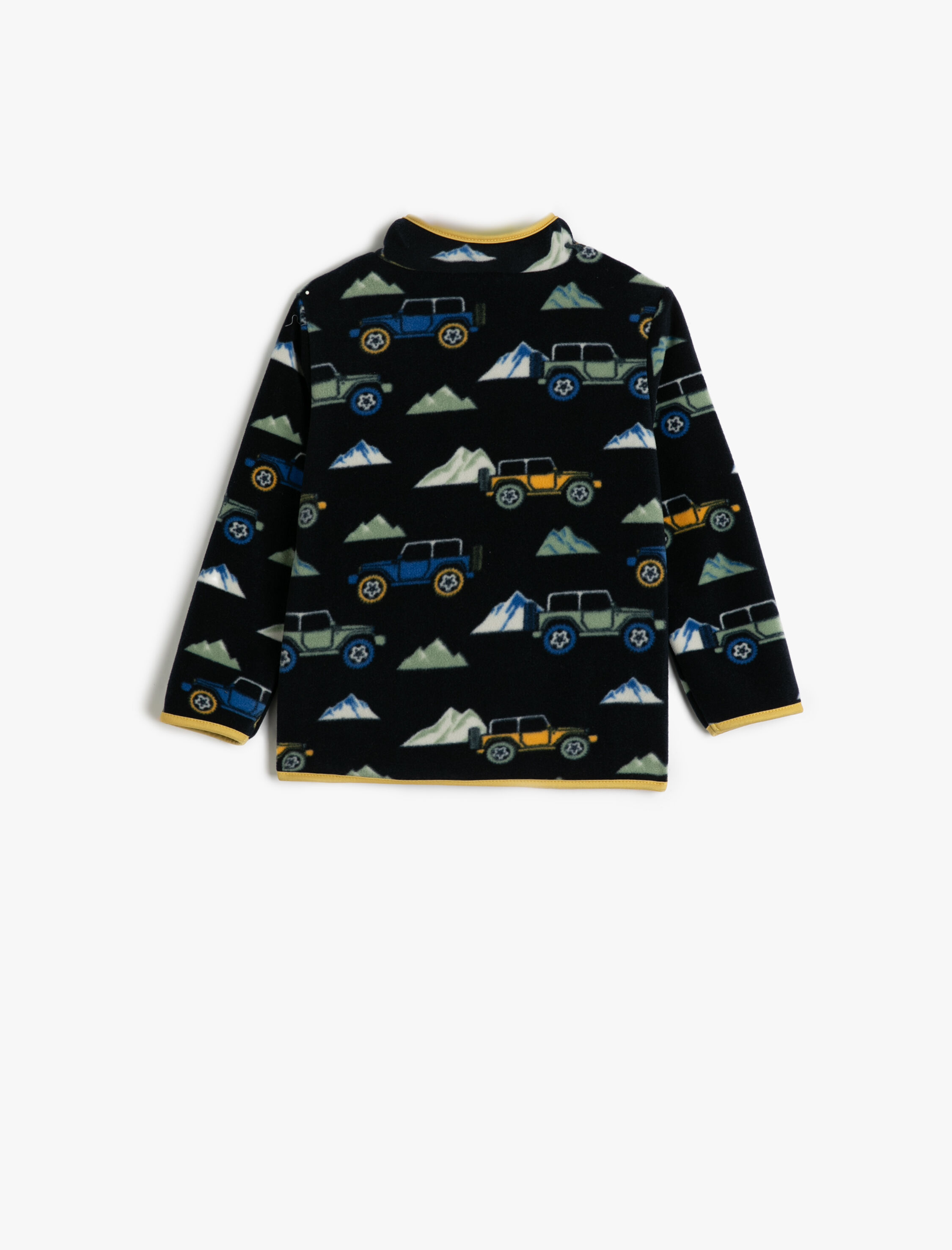  Erkek Bebek Sweatshirt Dik Yaka Yarım  Fermuarlı Uzun Kollu Baskı Detaylı Şardonlu