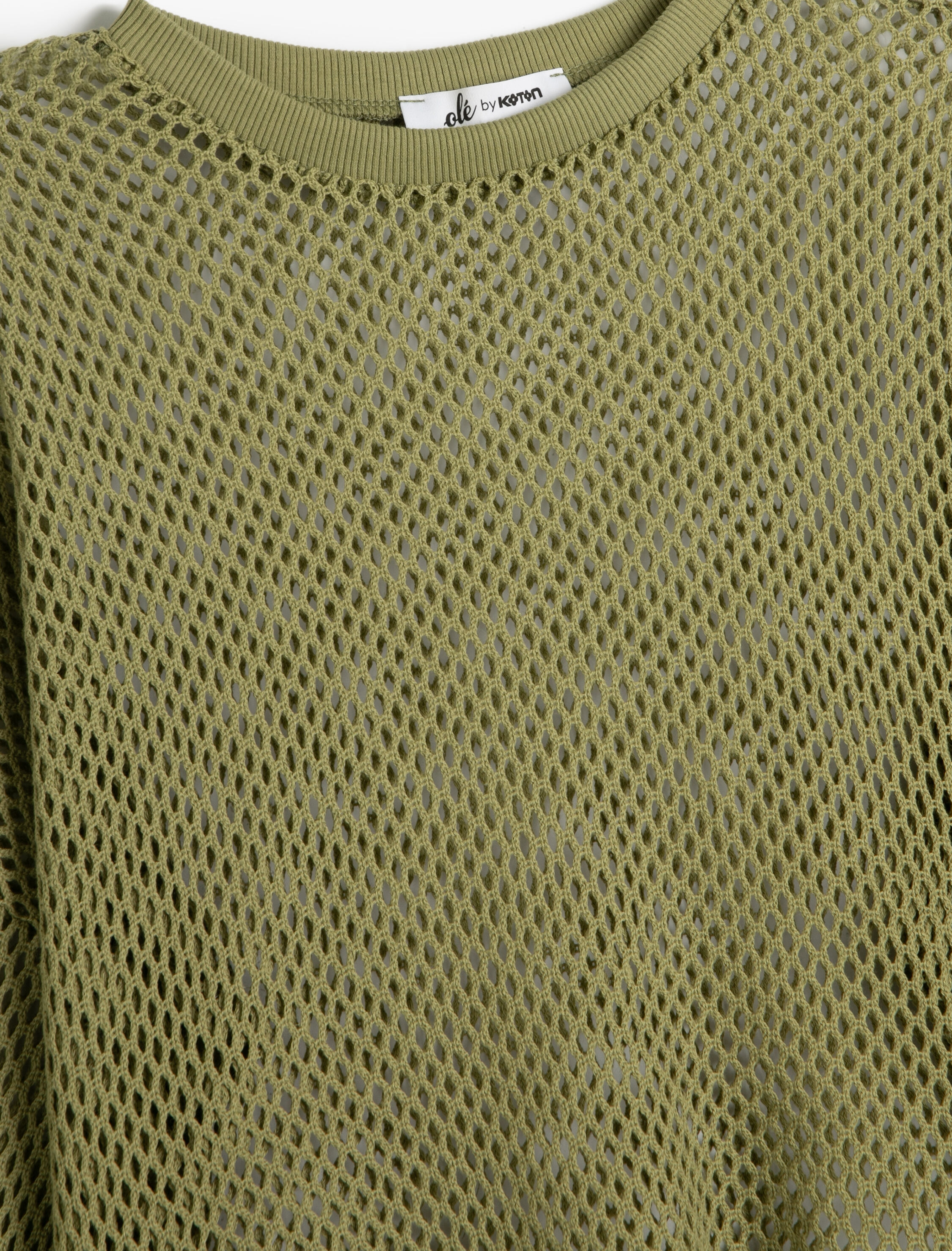   Crop Ajurlu Tişört Uzun Kollu Bisiklet Yaka