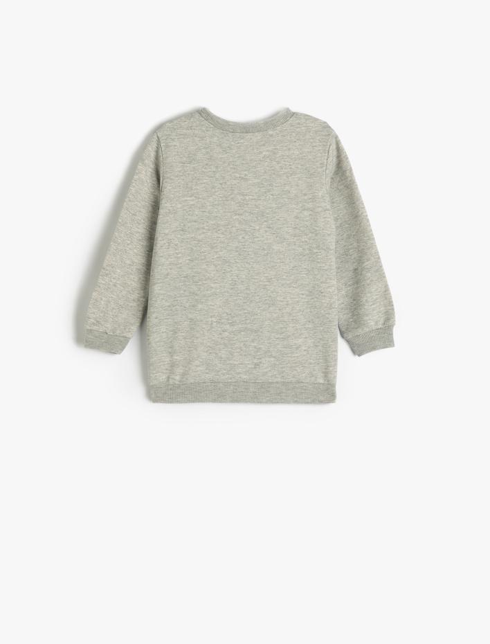 Erkek Bebek Sweatshirt Aslan Baskılı Uzun Kollu Bisiklet Yaka