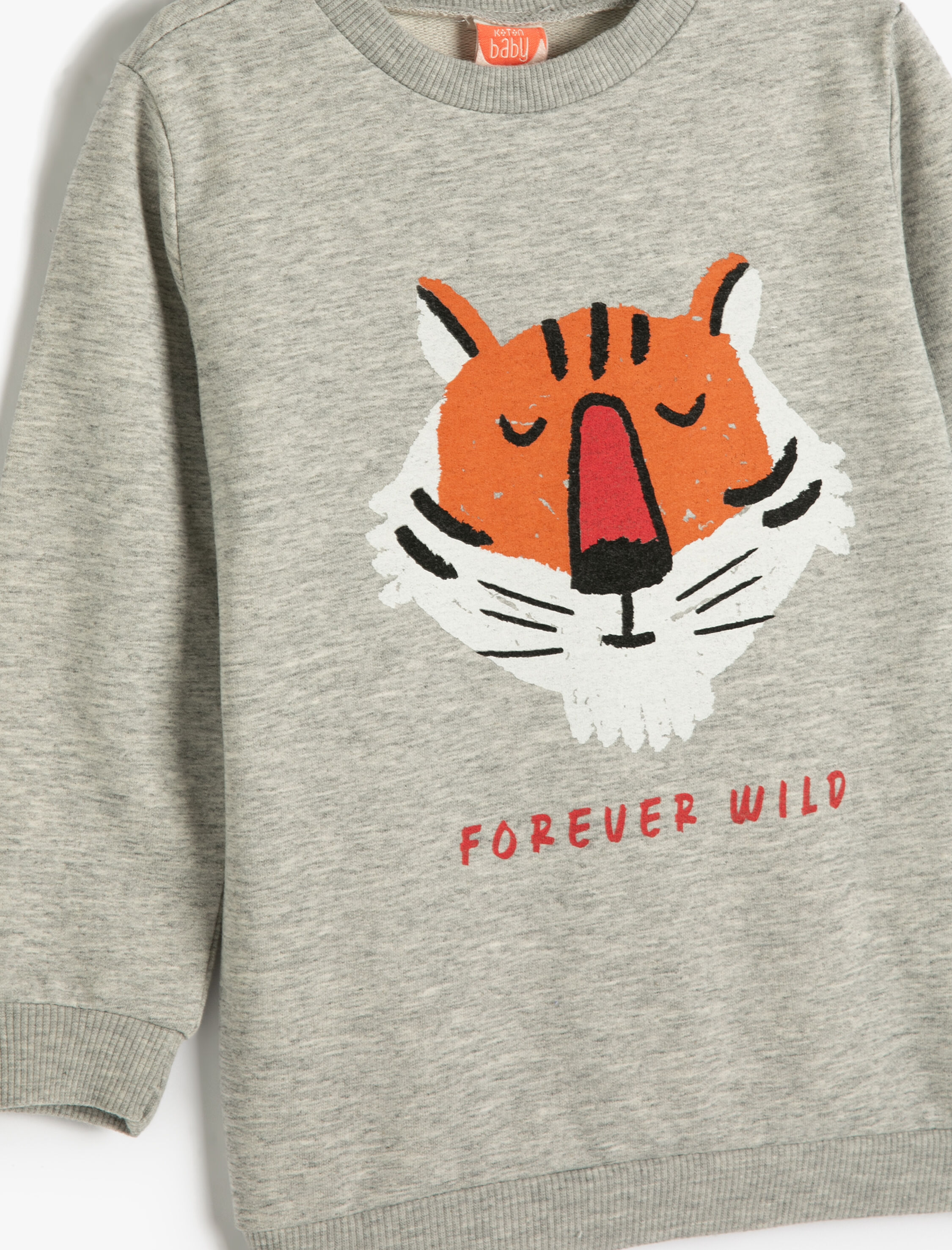  Erkek Bebek Sweatshirt Aslan Baskılı Uzun Kollu Bisiklet Yaka