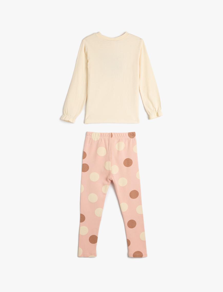  Kız Bebek Pamuklu Pijama Takımı Kaplan Baskılı Uzun Kollu Tişört ve Beli Lastikli Pijama Altı 2 Parça