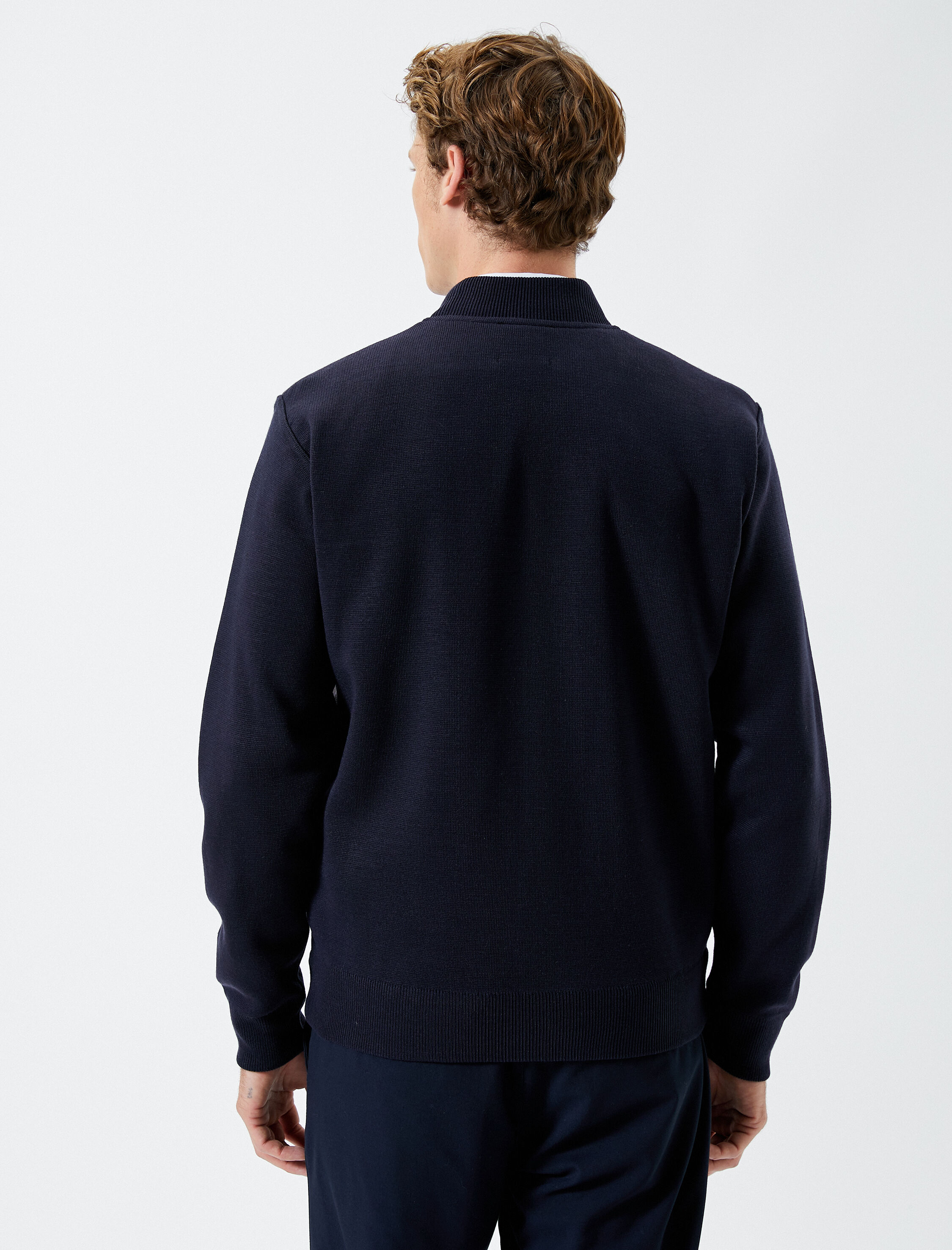   Fermuarlı Triko Hırka Yuvarlak Yaka Cepli