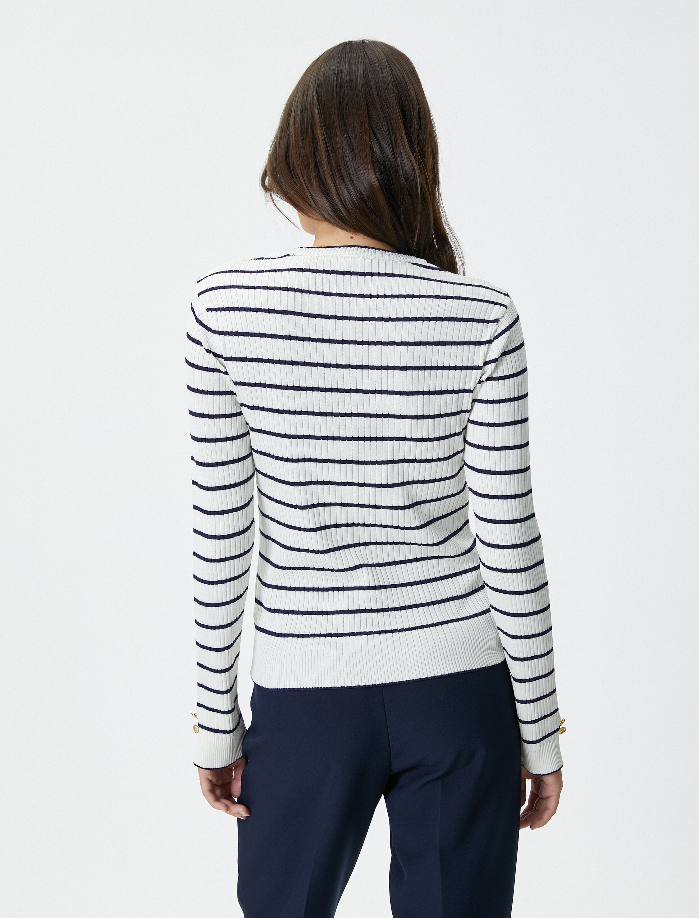   Triko Kazak Bisiklet Yaka Fitilli Cepli Düğme Detaylı