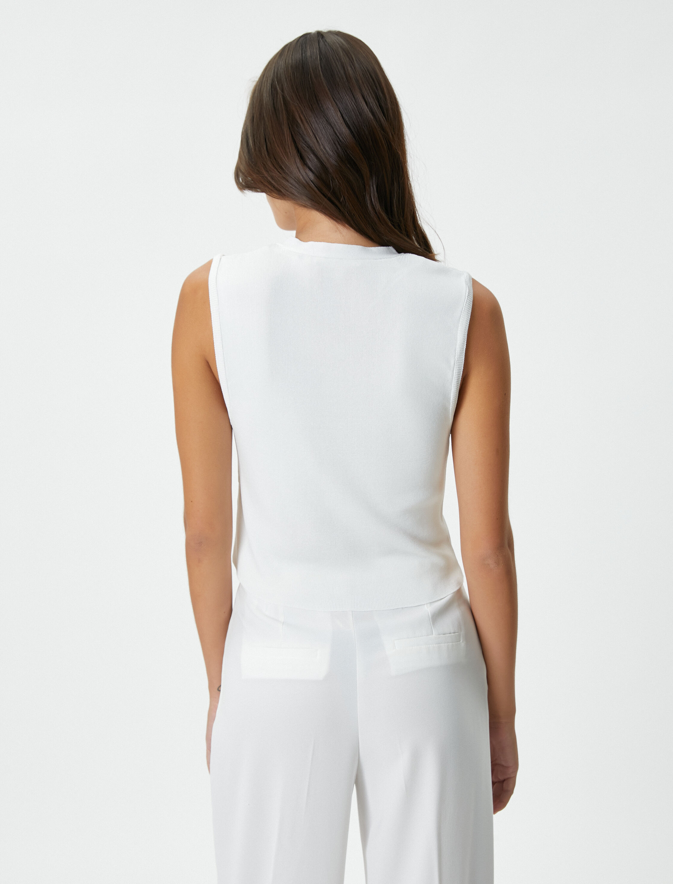   Triko Yelek Düğmeli V Yaka