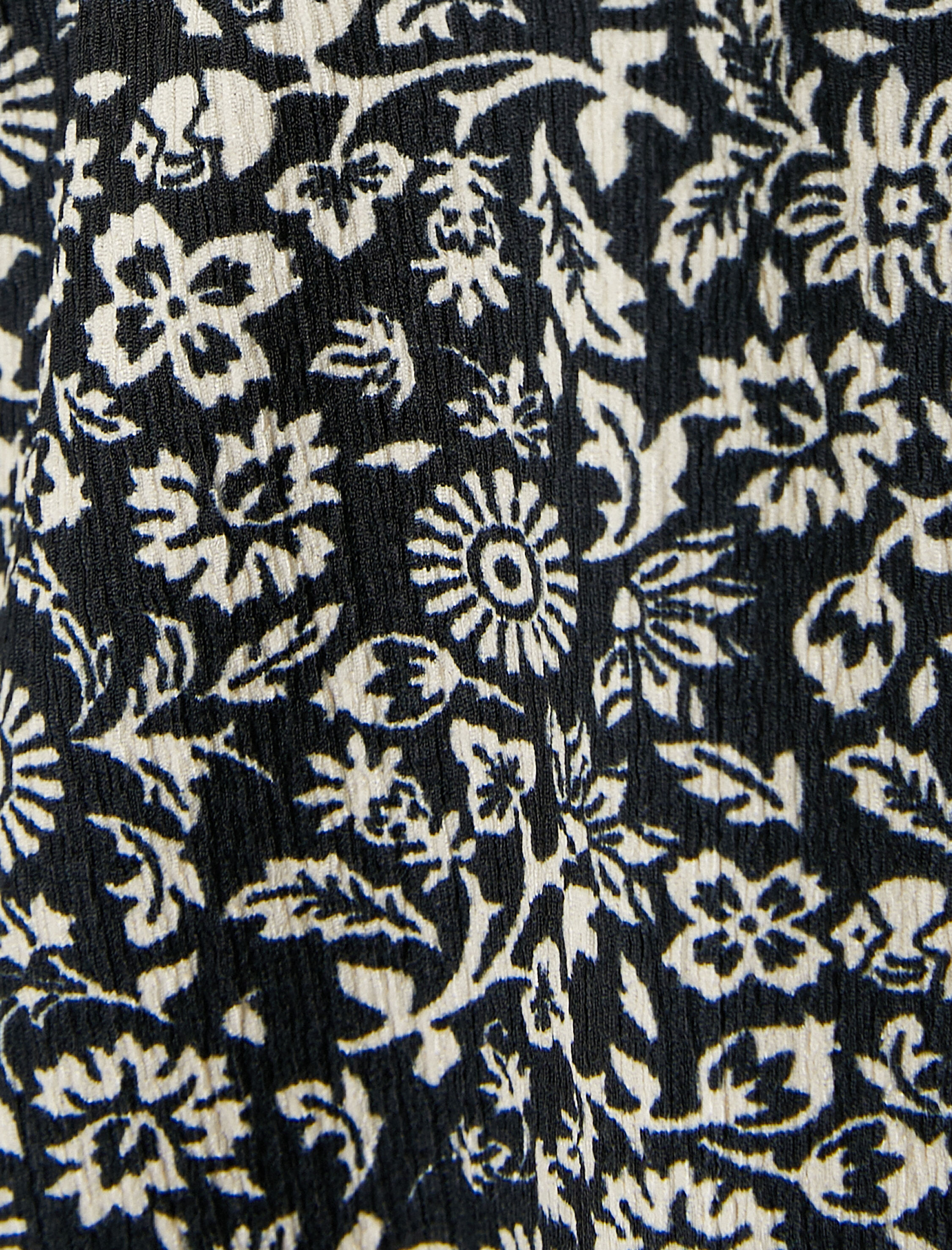   Çiçekli Mini Balon Kol Elbise Uzun Kollu V Yaka Bağlamalı Rahat Kesim Katlı Bürümcük